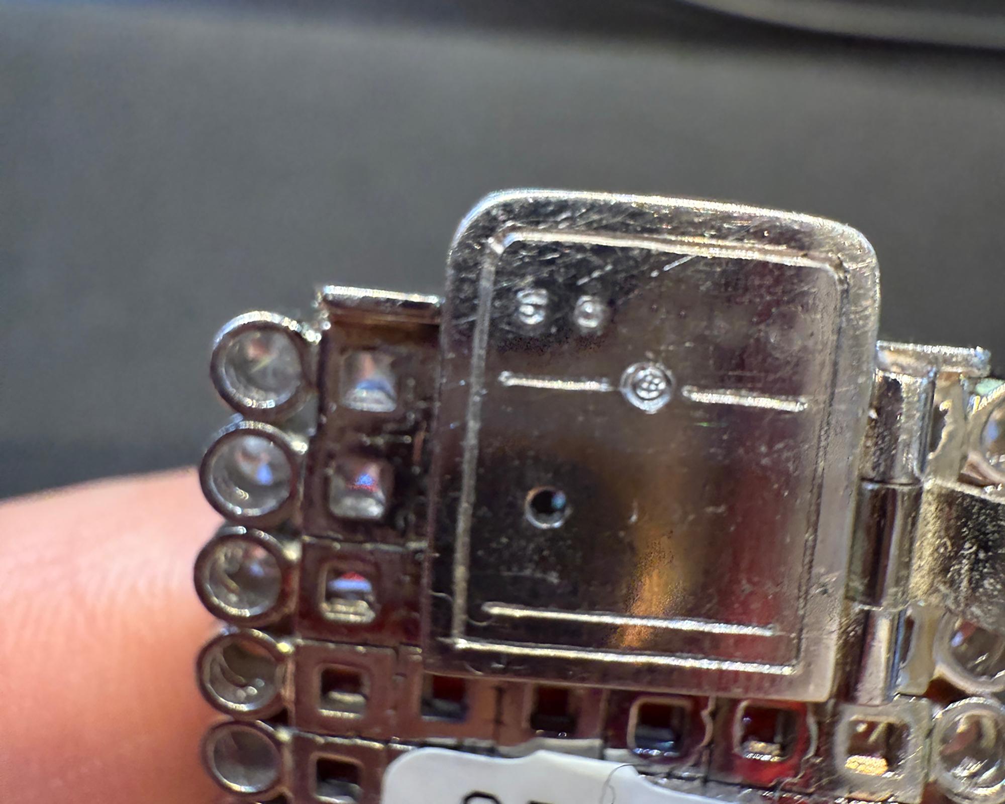 Oscar Heyman Pulsera vintage de platino con diamantes en engaste invisible en Excelente estado para la venta en New York, NY