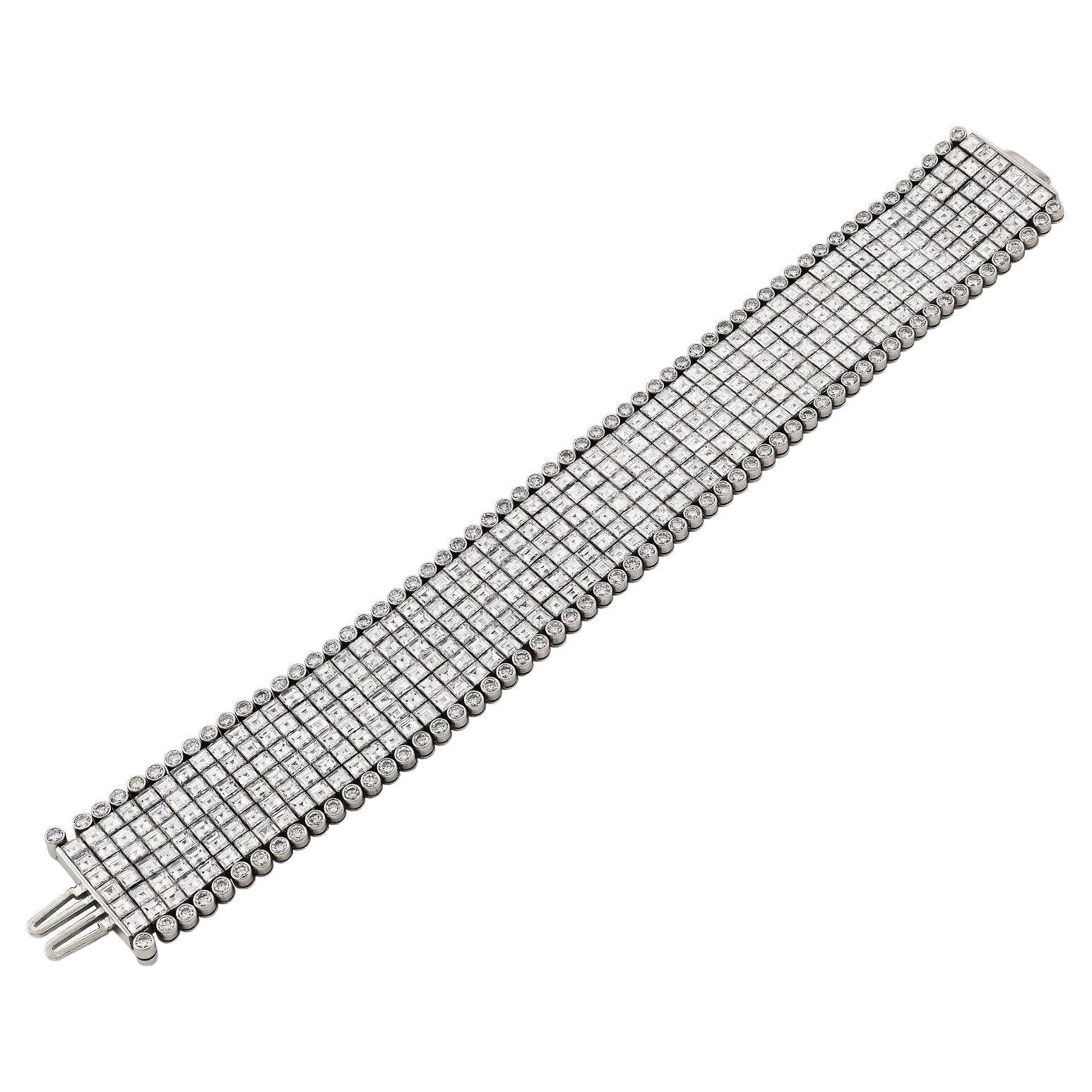 Oscar Heyman Vintage Invisibly Set Diamond Platinum Bracelet