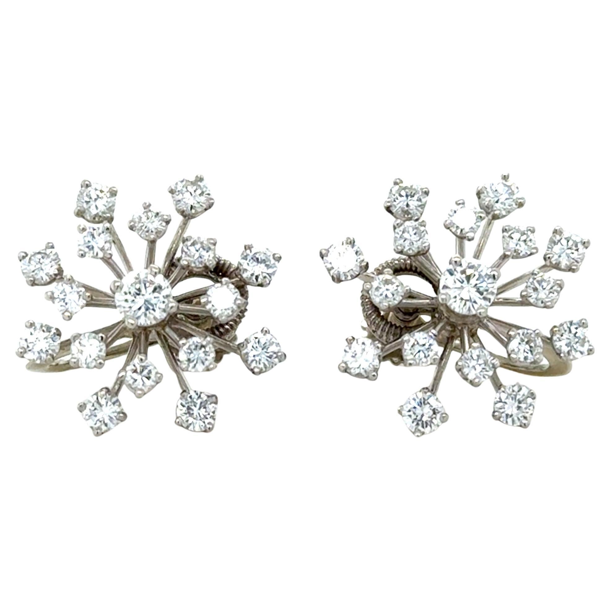 Oscar Heyman, Orecchini a fiocco di neve vintage in platino e diamanti