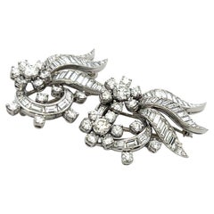 Oscar Heyman Vintage Platinum Double Clip Pin Brooch 10 Carat G-VS1 Diamonds