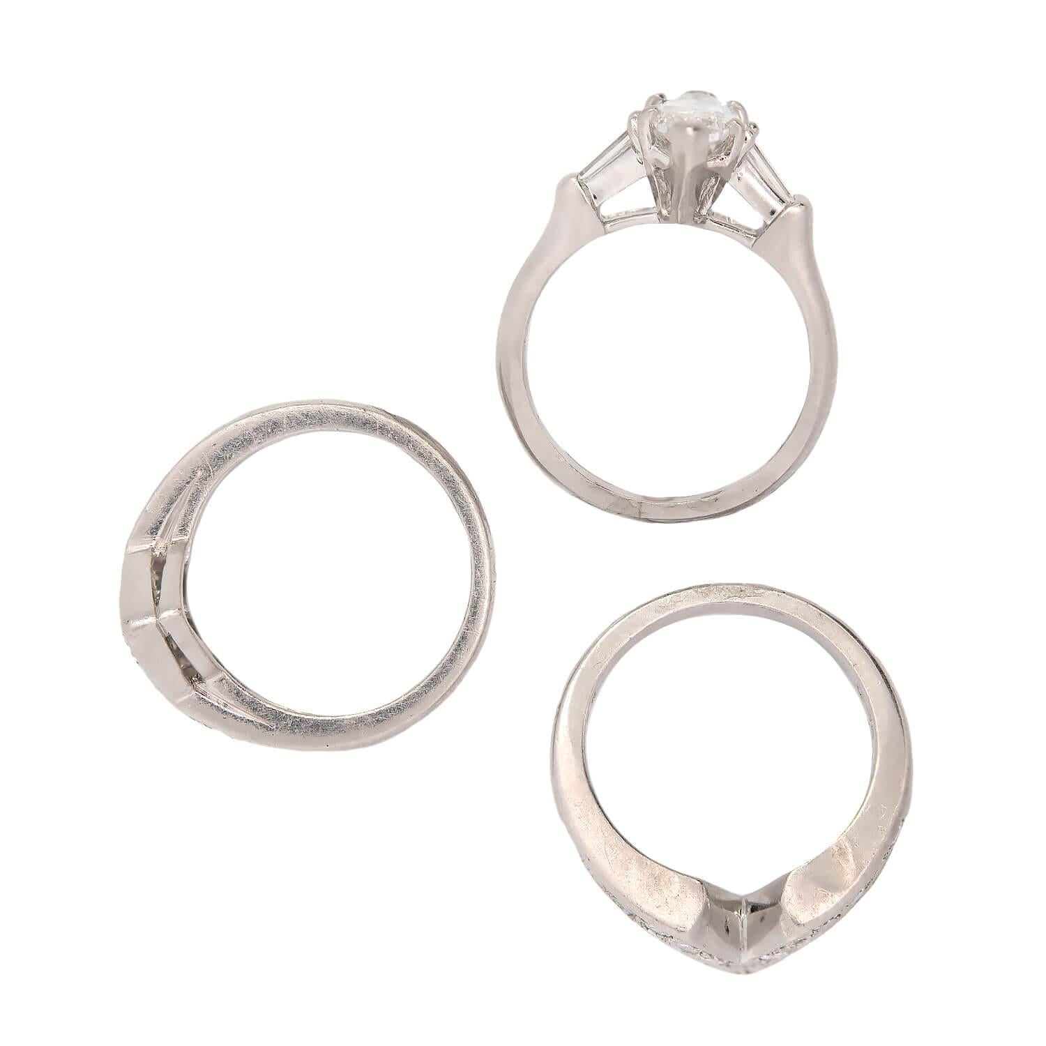 Oscar Heyman Suite di fidanzamento vintage in platino con diamante marquise 1,00ct In condizioni ottime in vendita a Narberth, PA