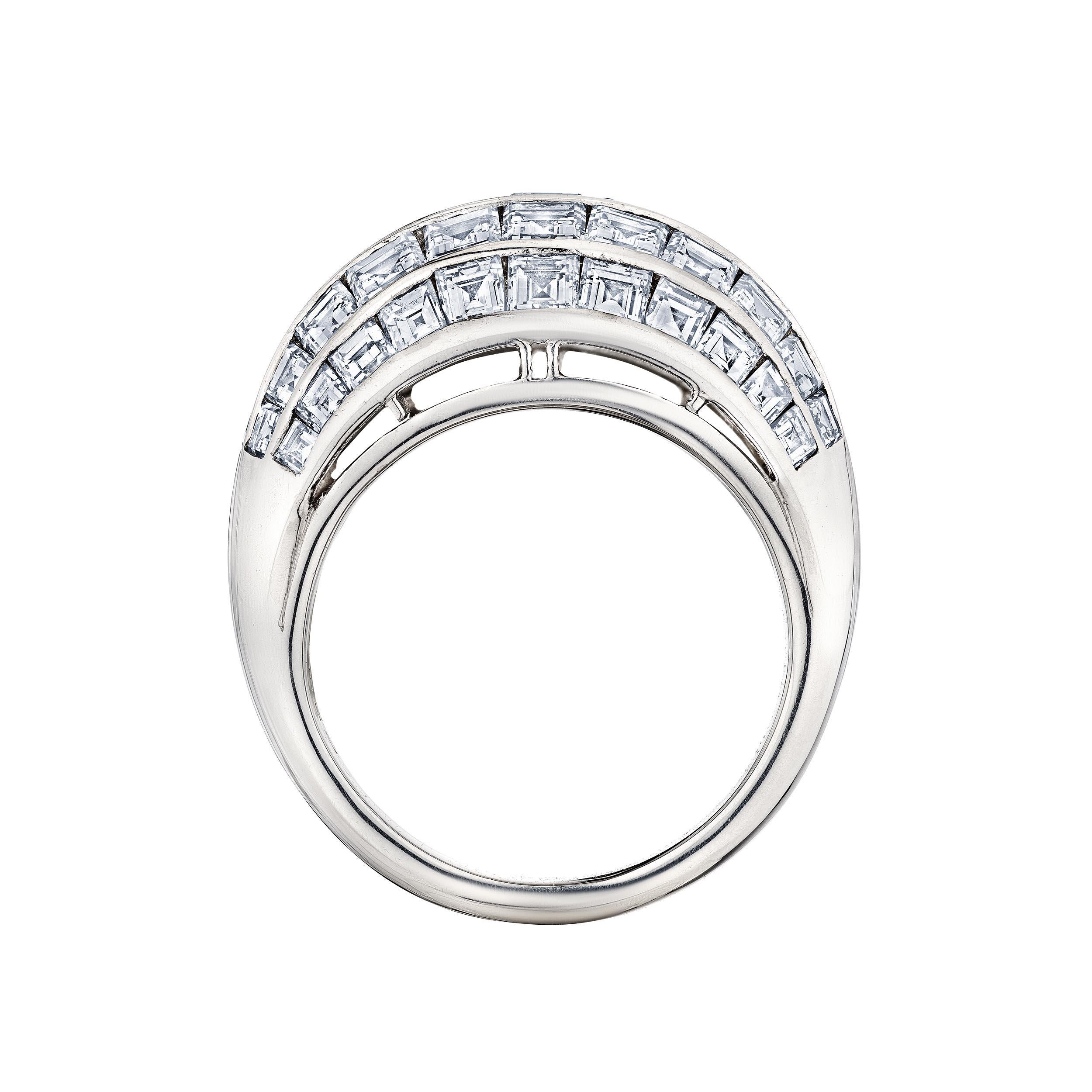 Modernista Oscar Heyman Anello in platino con diamante taglio quadrato d'epoca in vendita