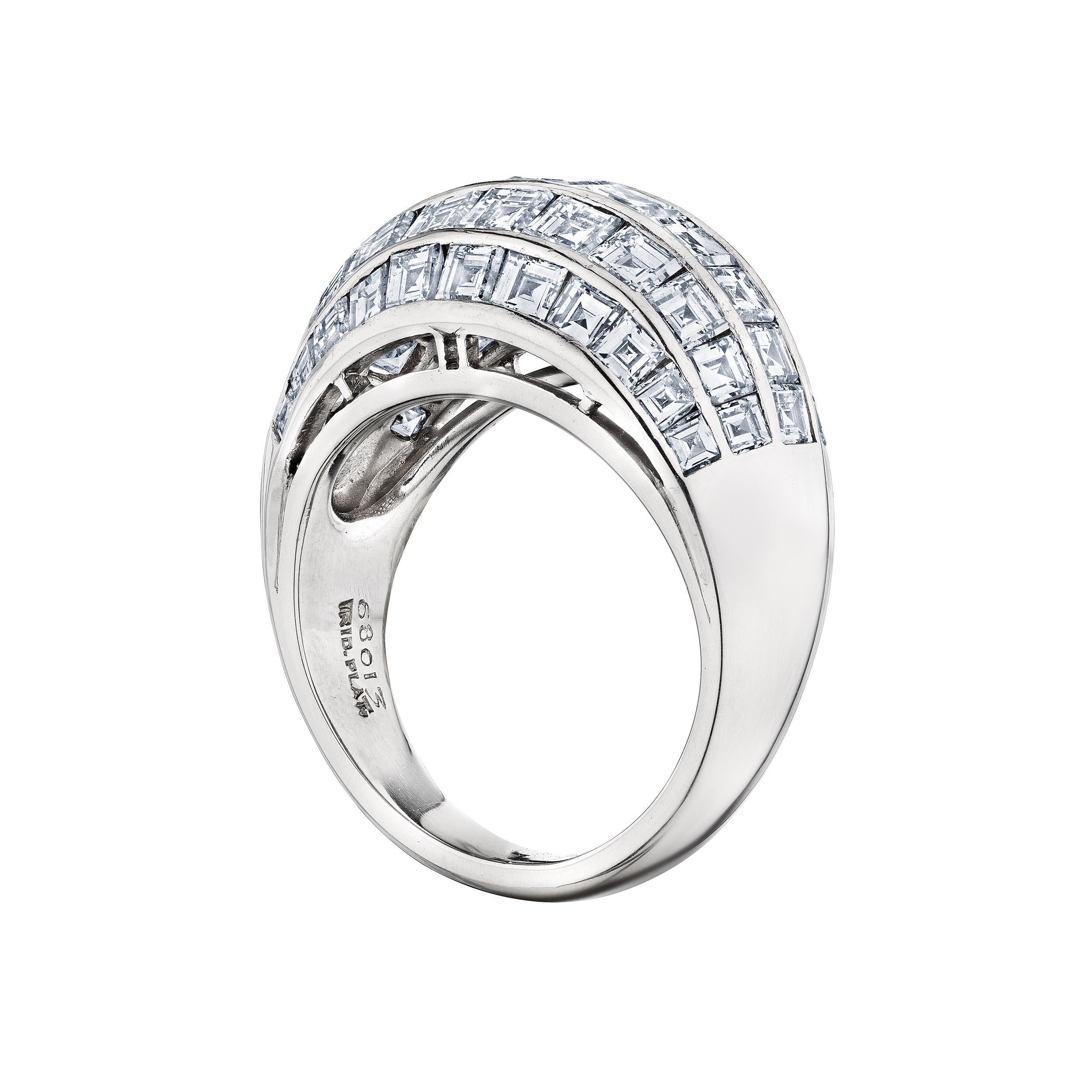 Oscar Heyman Anillo Bomba Vintage de Platino con Diamante de Corte Cuadrado