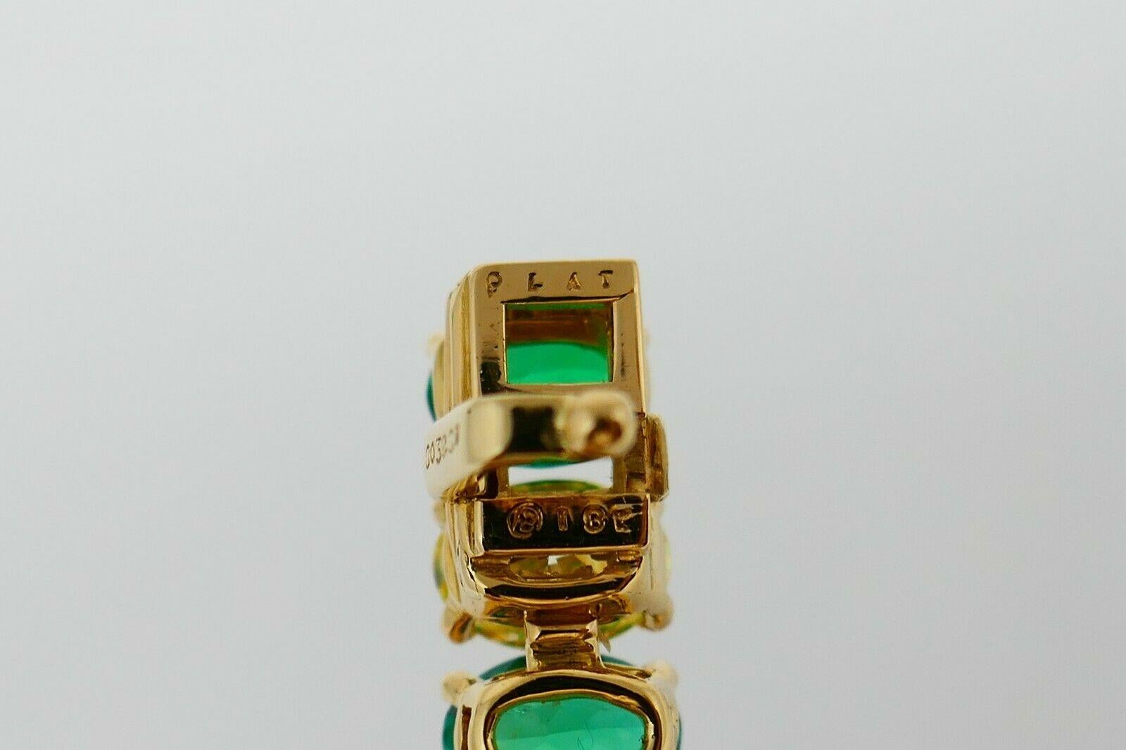 Oscar Heyman Vintage Yellow Gold Platinum Diamond Emerald Tennis Bracelet 2