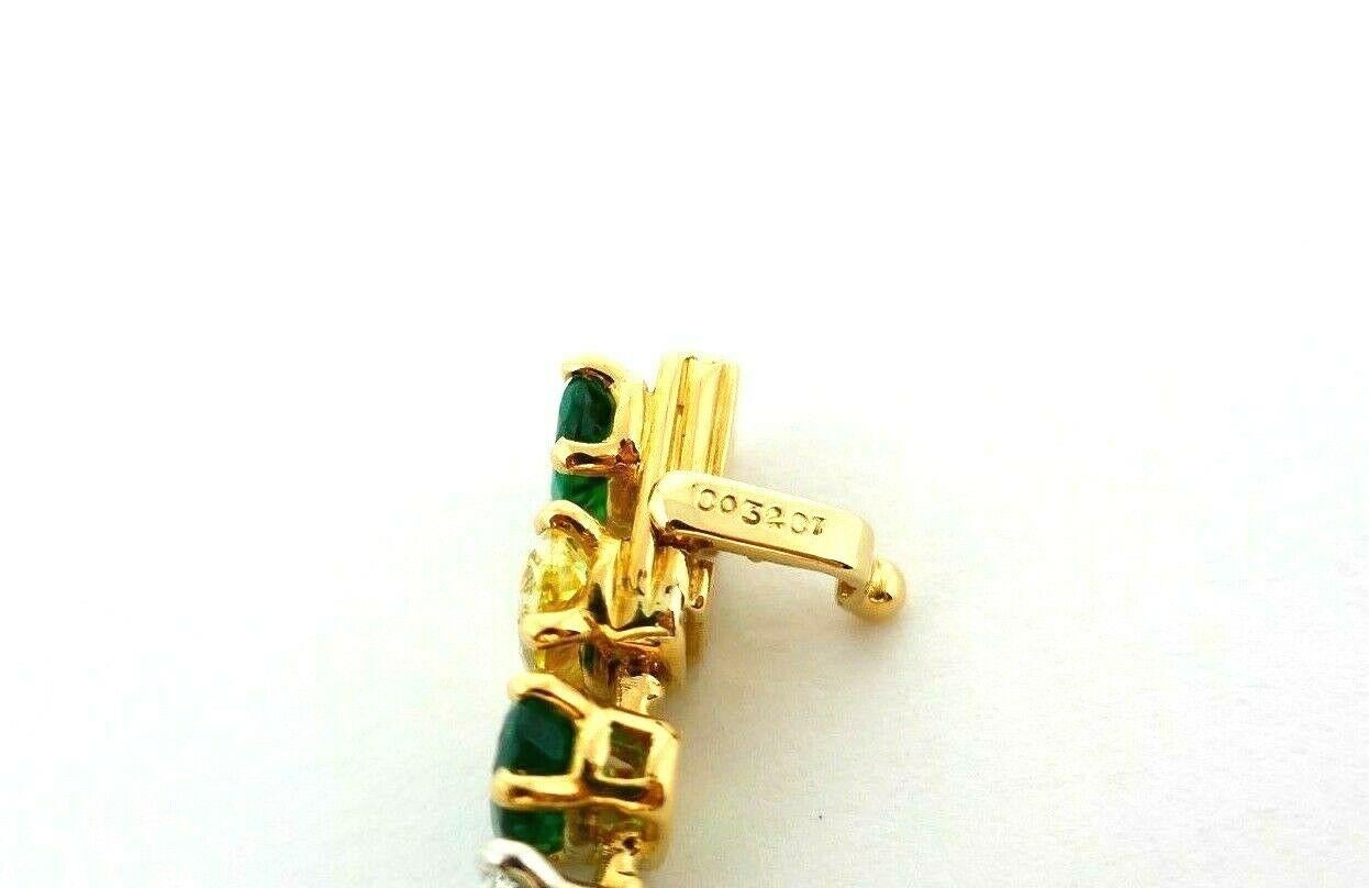 Oscar Heyman Vintage Yellow Gold Platinum Diamond Emerald Tennis Bracelet 3