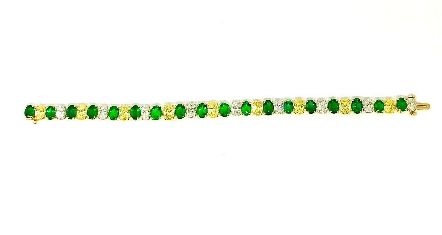 Oscar Heyman Vintage Yellow Gold Platinum Diamond Emerald Tennis Bracelet 4
