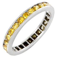 Vintage Oscar Heyman Vivid Yellow Diamond Platinum Band Ring