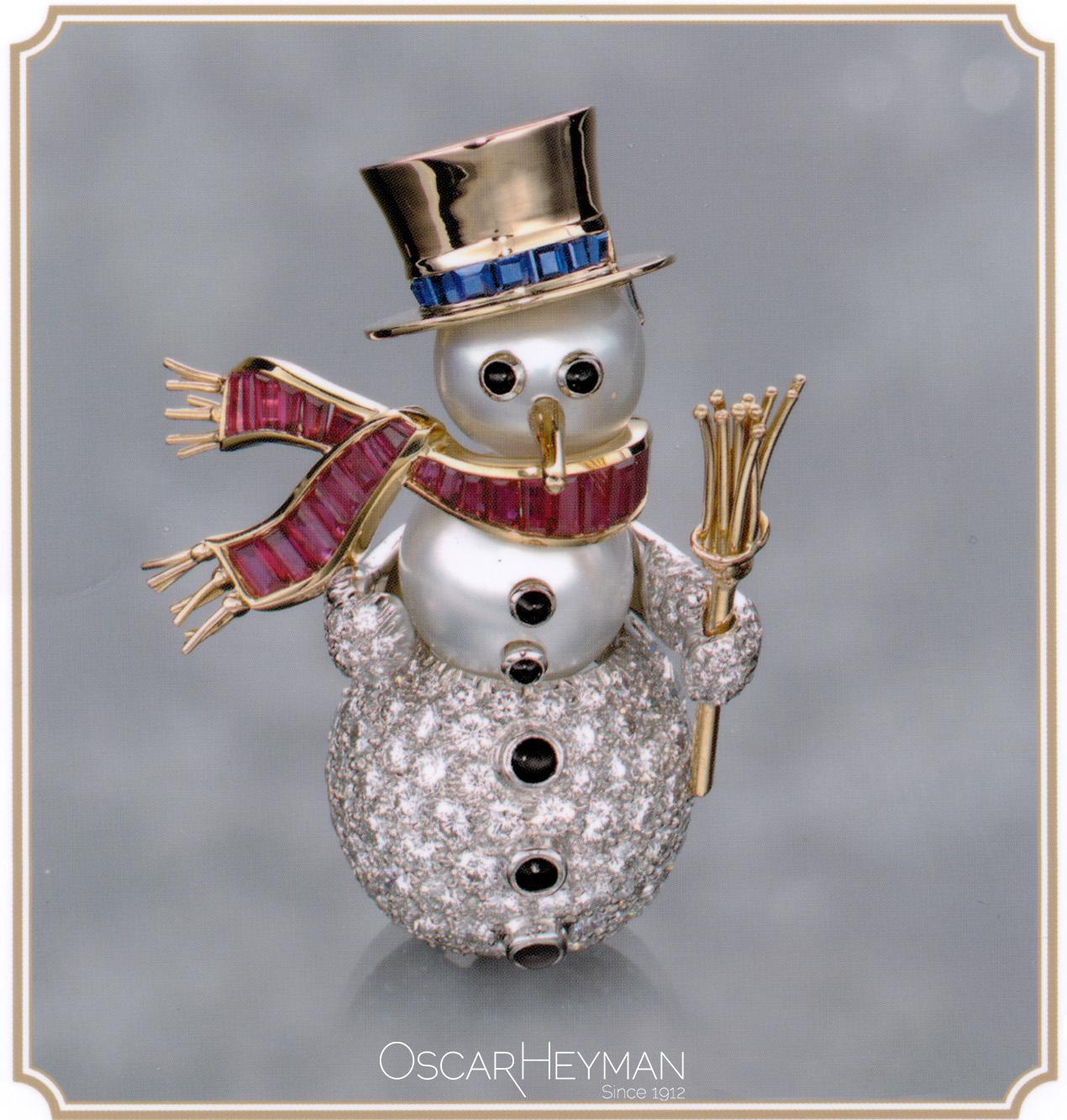 Oscar Heyman Well-Dressed Gemstone Snowman Brooch (Special Order) For Sale 3
