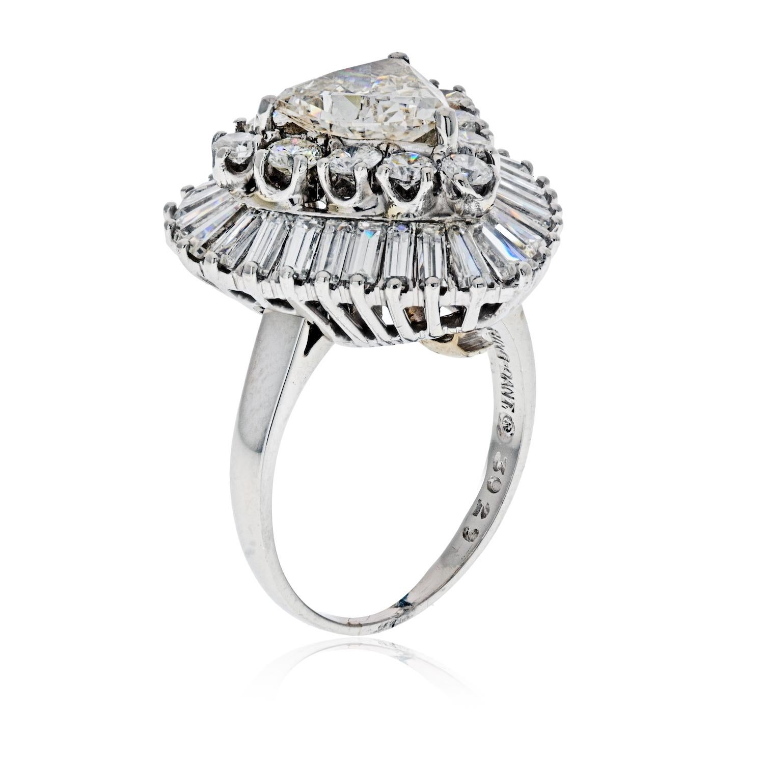 Oscar Heyman White Diamond Ballerina 1.82 Carat Trilliant Cut Engagement Ring 2