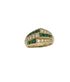 Oscar Heyman Yellow Gold Diamond and Emerald Ring