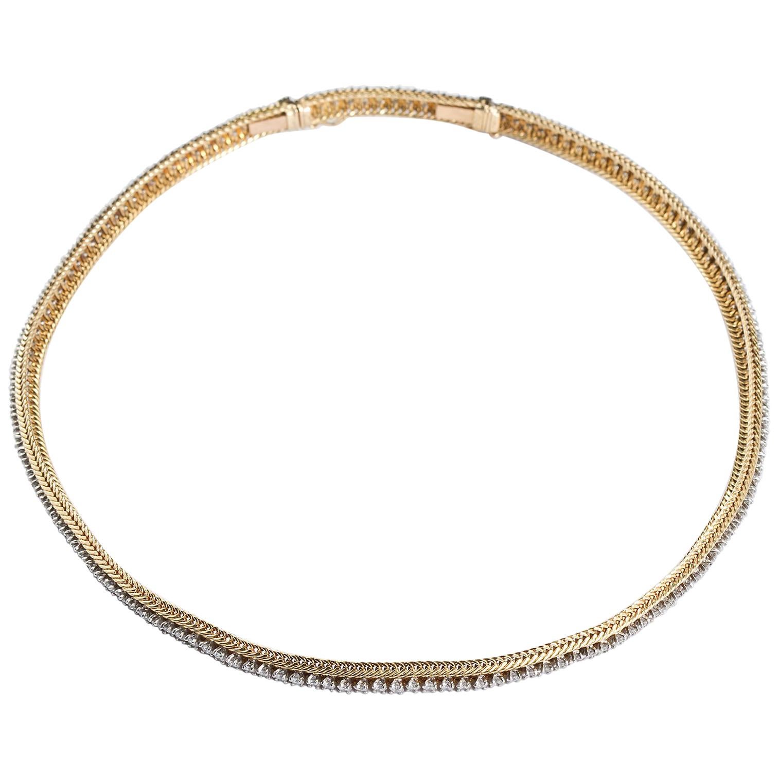 Oscar Heyman Yellow Gold Thin Diamond Necklace 9.00 Carat