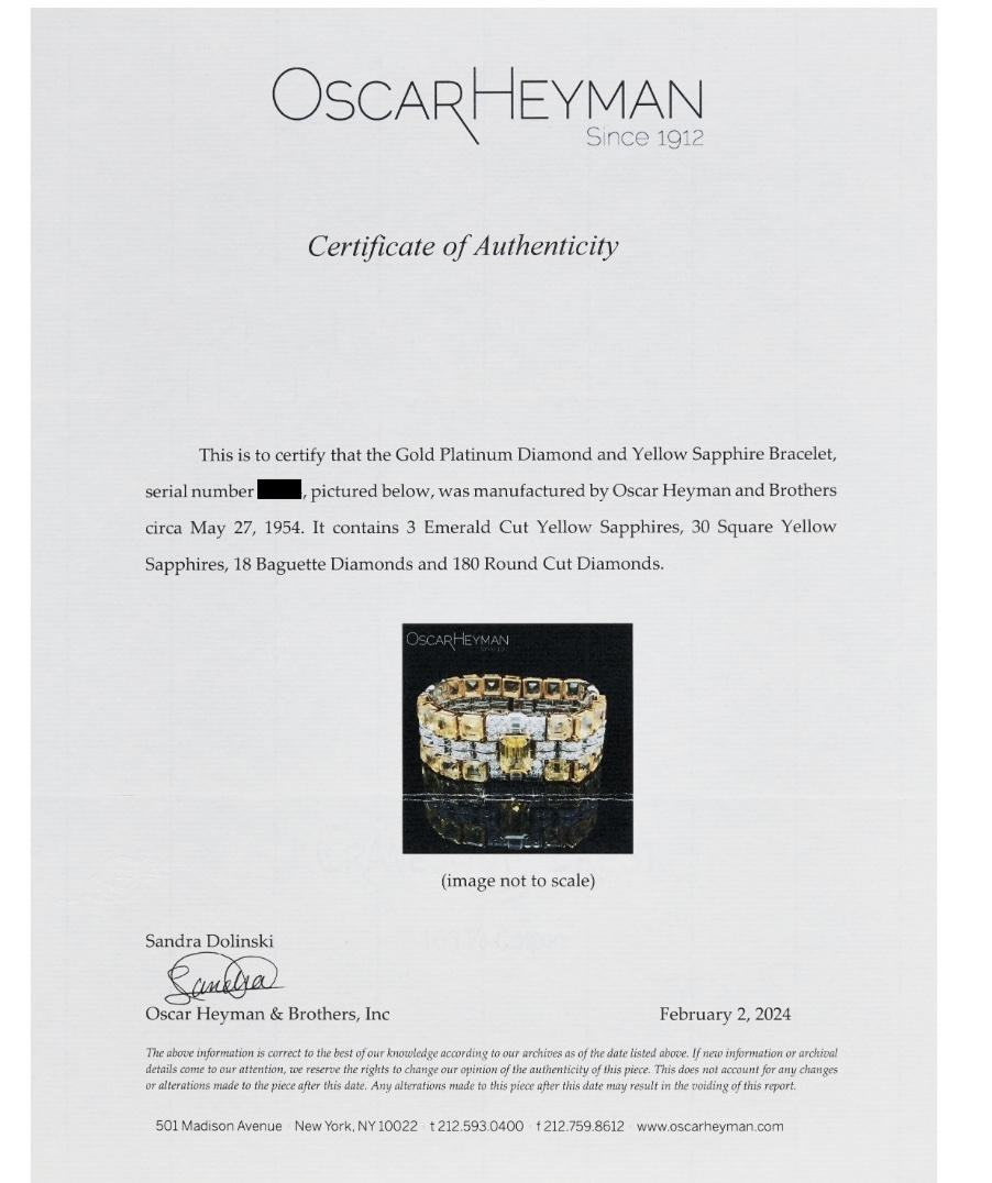 Oscar Heyman Yellow Sapphire And Diamond Bracelet For Sale 2