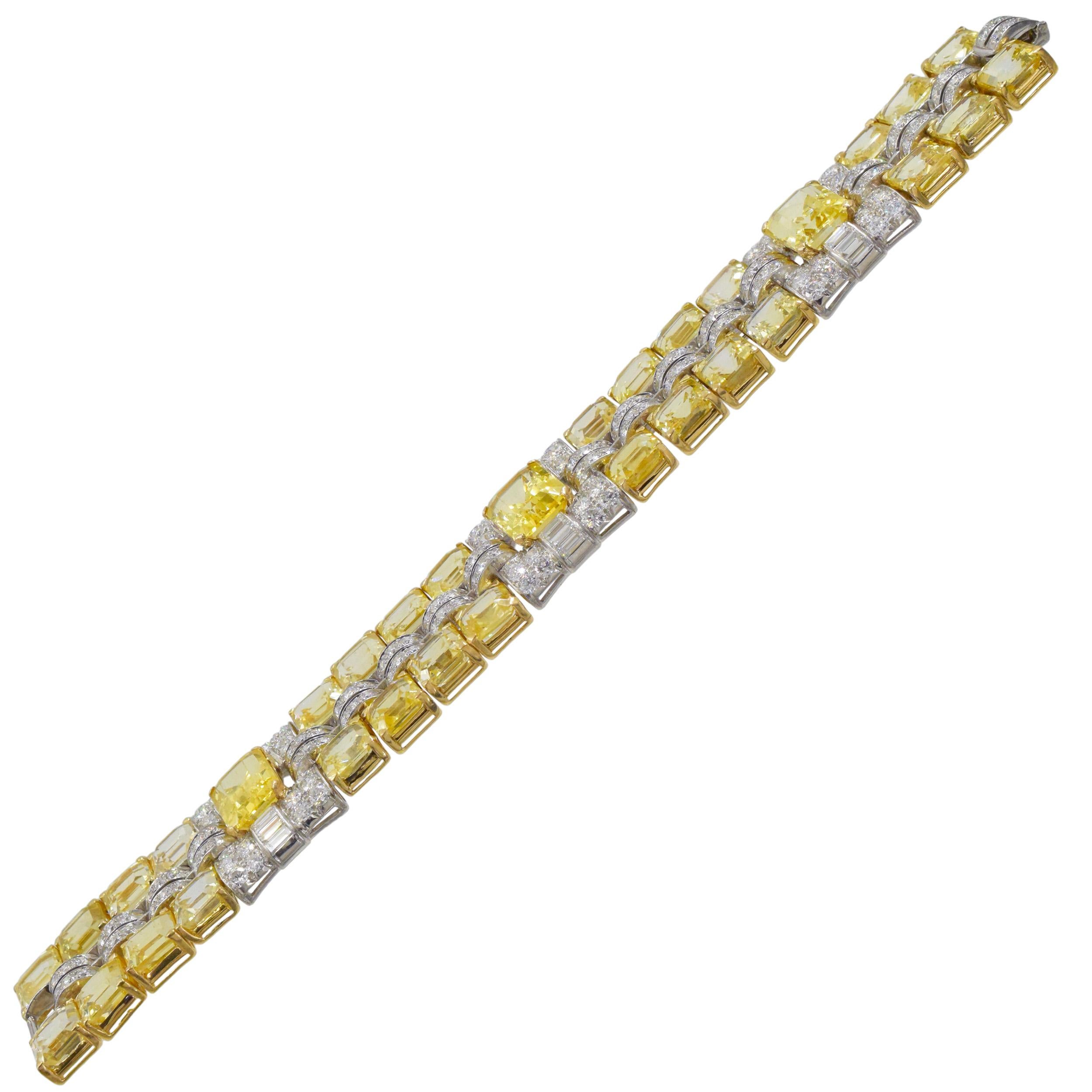 Contemporary Oscar Heyman Yellow Sapphire And Diamond Bracelet For Sale