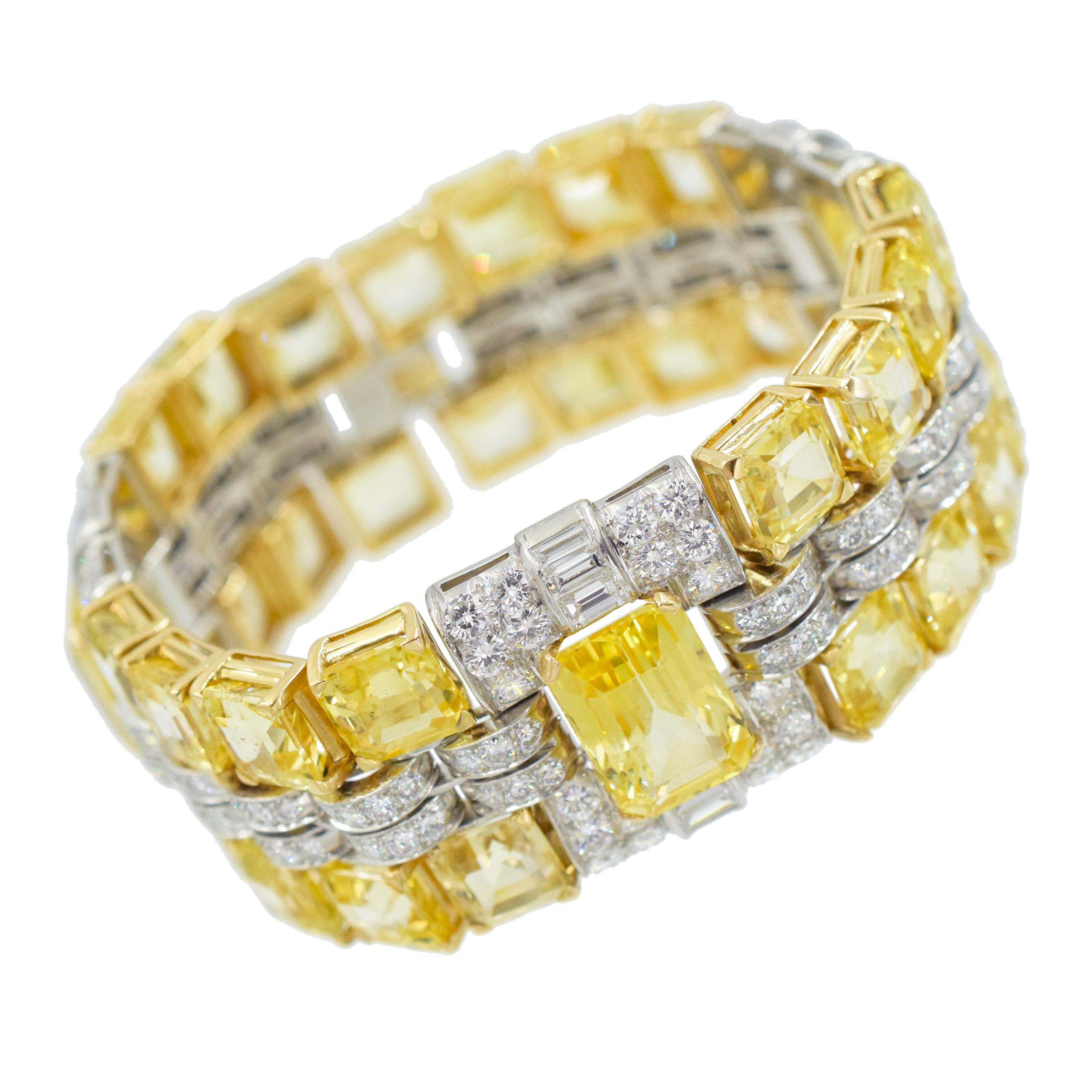 Women's Oscar Heyman Yellow Sapphire And Diamond Bracelet For Sale