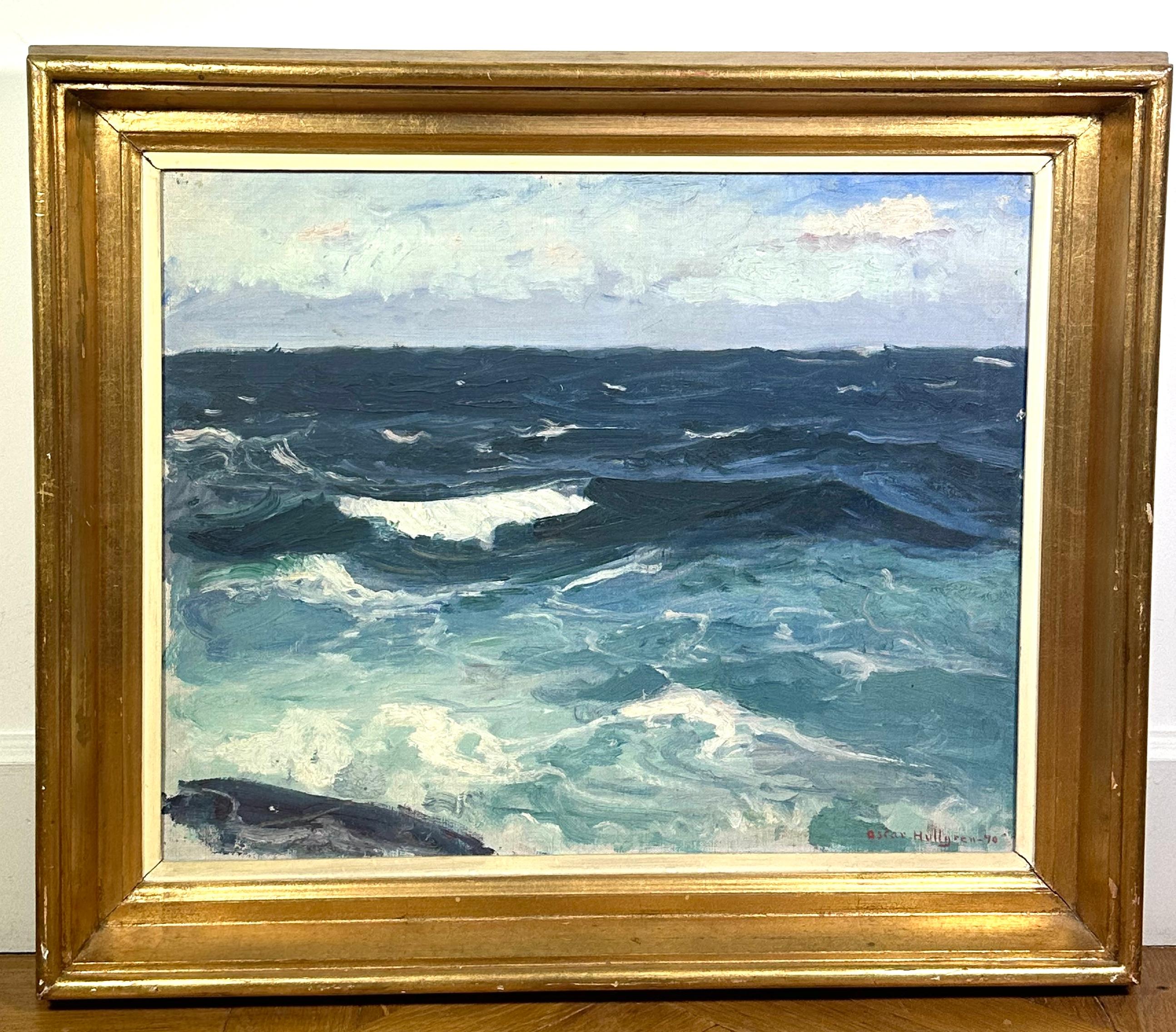 Oscar Hullgren, Pintura marina óleo sobre lienzo, firmado y fechado 40 Sueco en venta