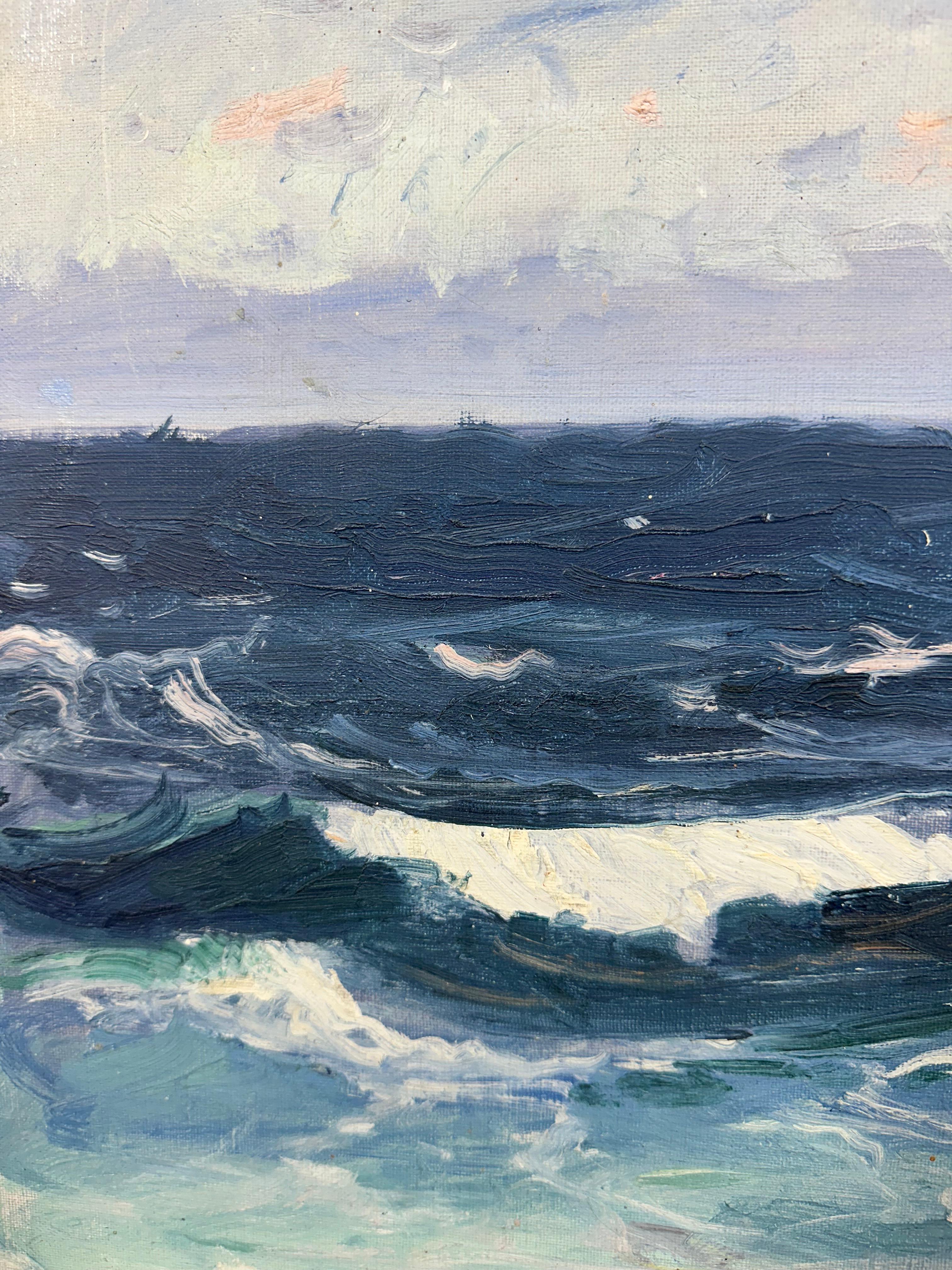 Oscar Hullgren, Pintura marina óleo sobre lienzo, firmado y fechado 40 en venta 1