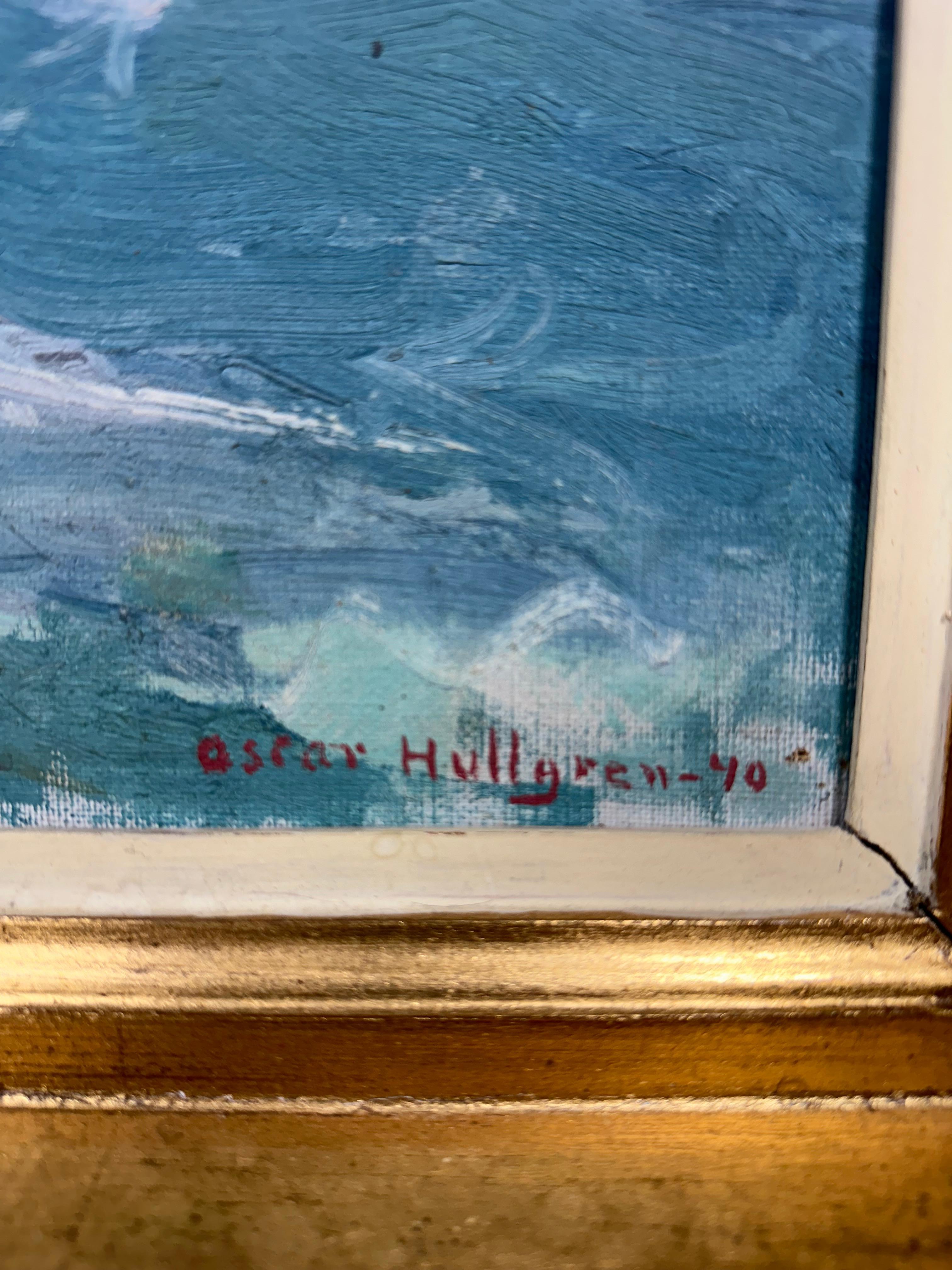 Oscar Hullgren, Pintura marina óleo sobre lienzo, firmado y fechado 40 en venta 3