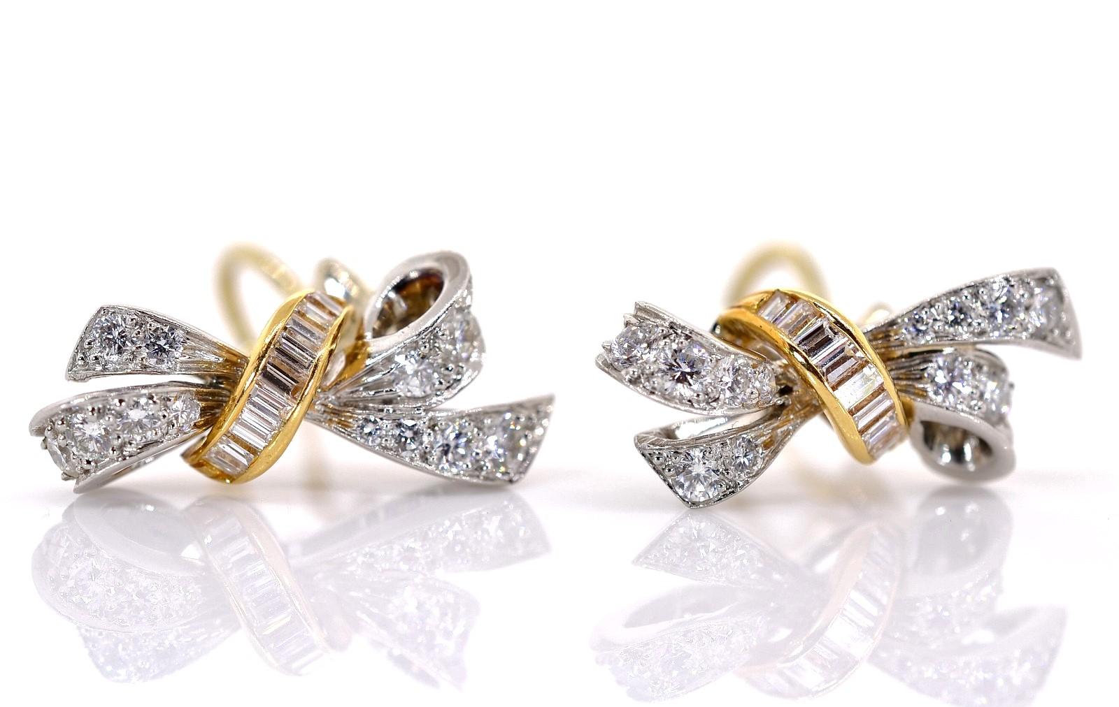 Contemporary Oscar Hyman Vintage Diamond Platinum Earrings