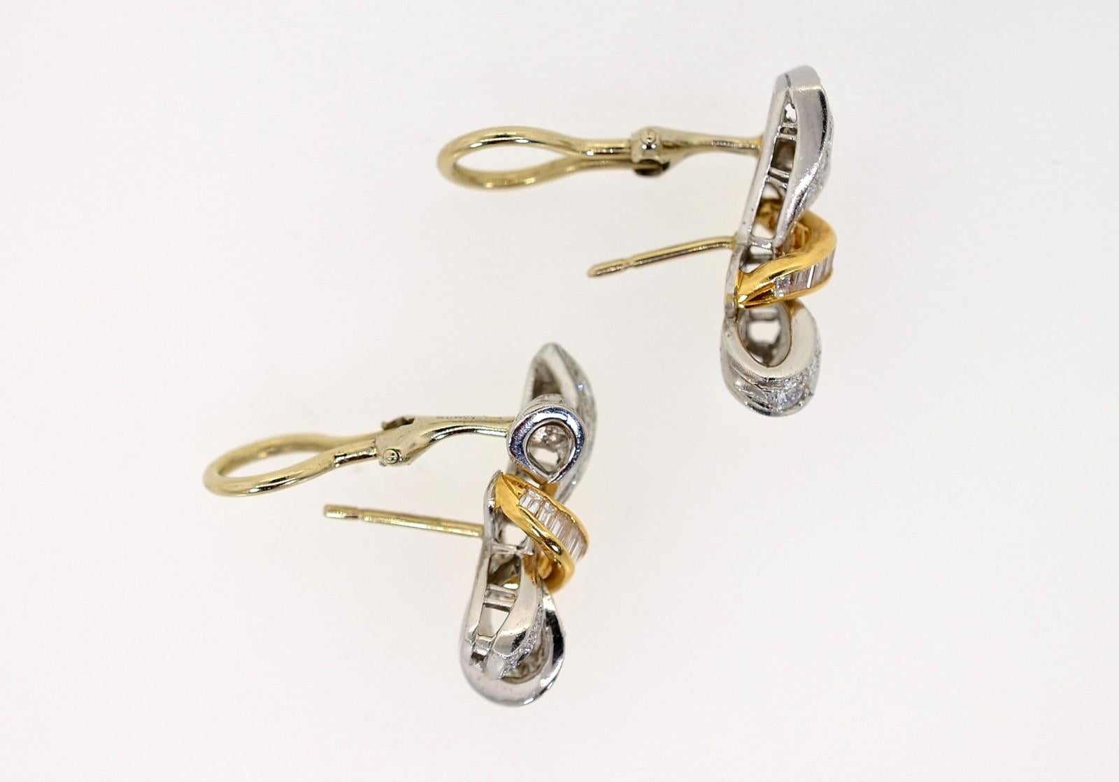 Oscar Hyman Vintage Diamond Platinum Earrings 1