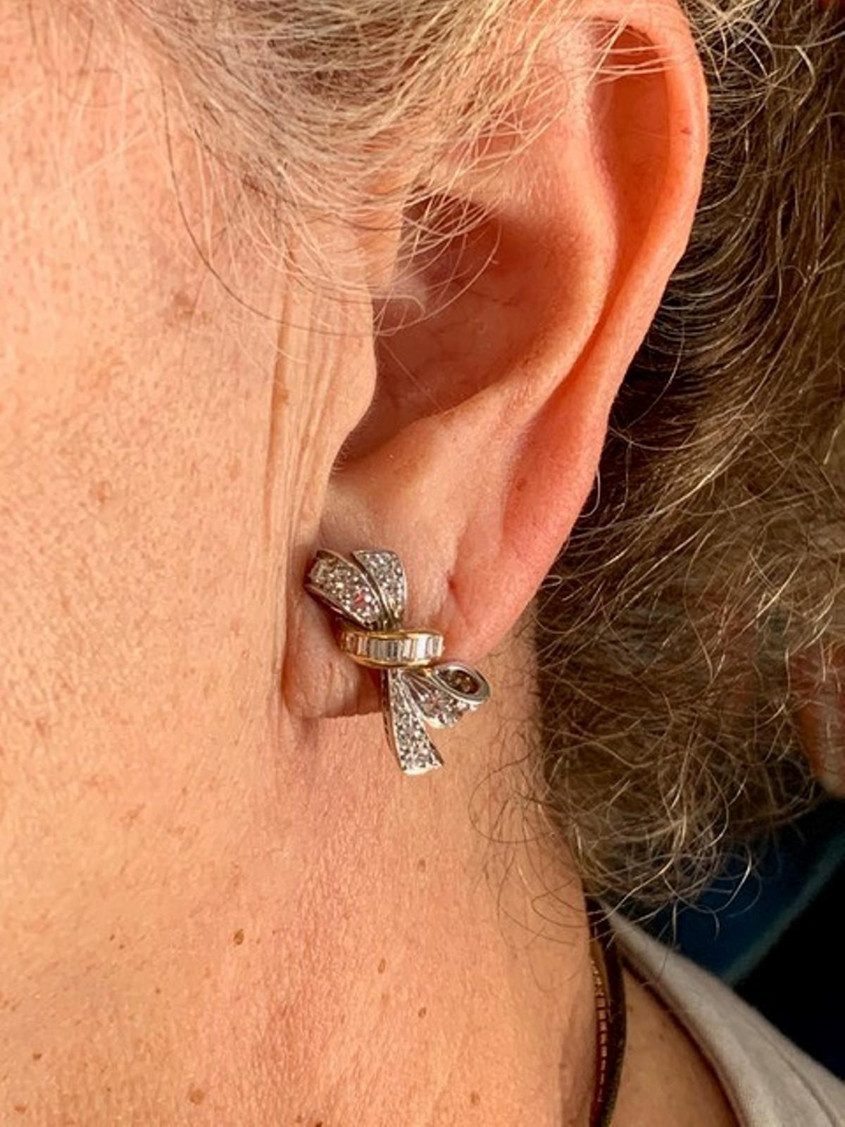 Oscar Hyman Vintage Diamond Platinum Earrings 2