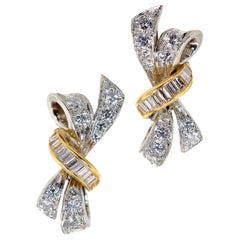 Oscar Hyman Vintage Diamond Platinum Earrings
