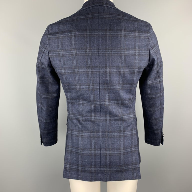 OSCAR JACOBSON Size 36 Navy Plaid Wool Notch Lapel Sport Coat For Sale at  1stDibs