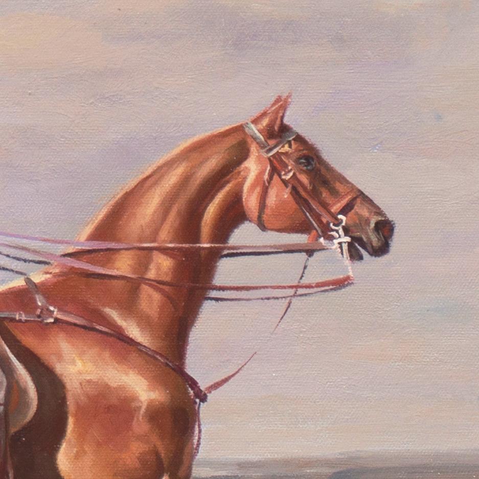 „Polospieler“, Reiter, Öl, Kastanienholz-Thoroughbred Mare, Pferd, Kriegskünstler 2