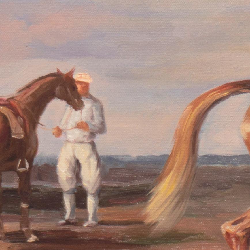 „Polospieler“, Reiter, Öl, Kastanienholz-Thoroughbred Mare, Pferd, Kriegskünstler 3
