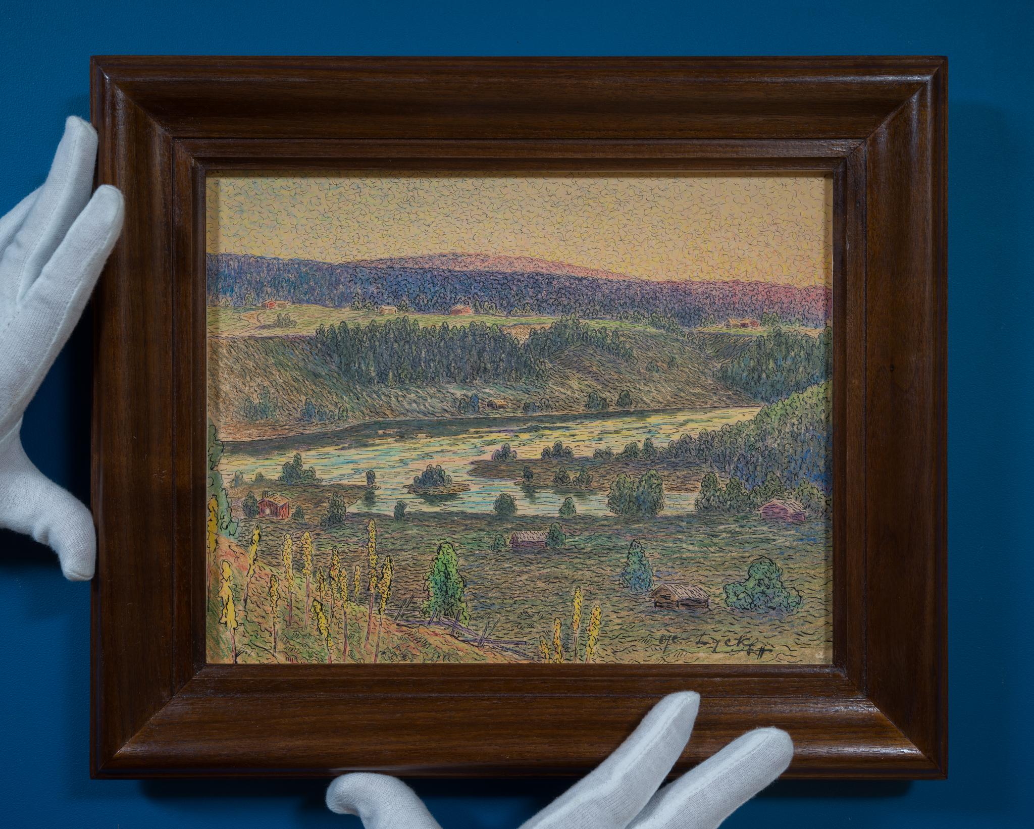 Paesaggio estivo vicino a Sundsvall, 1911 - Mixed Media Art Postimpressionismo di Oscar Lycke