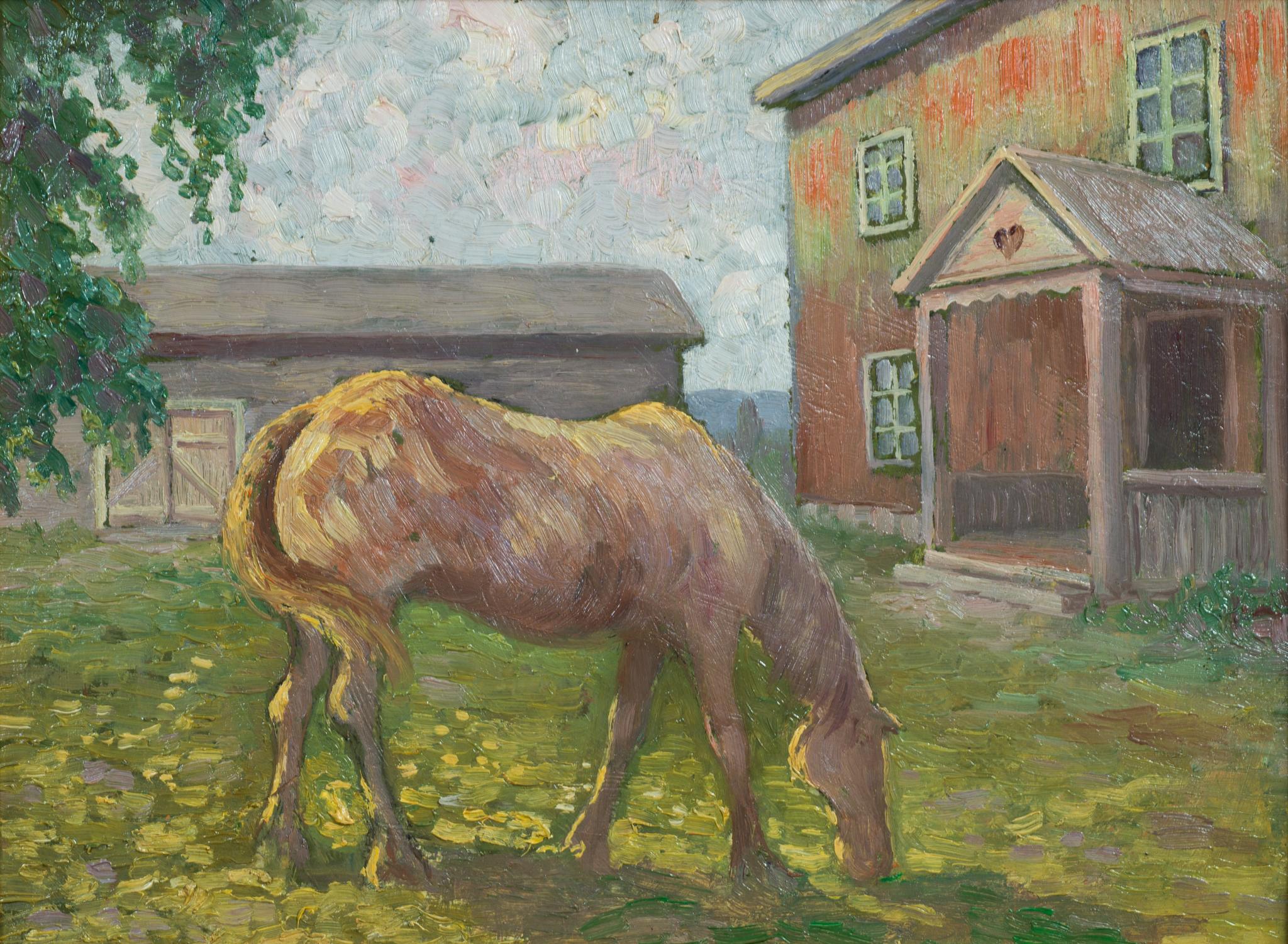 Un destriero del passato - Painting Postimpressionismo di Oscar Lycke