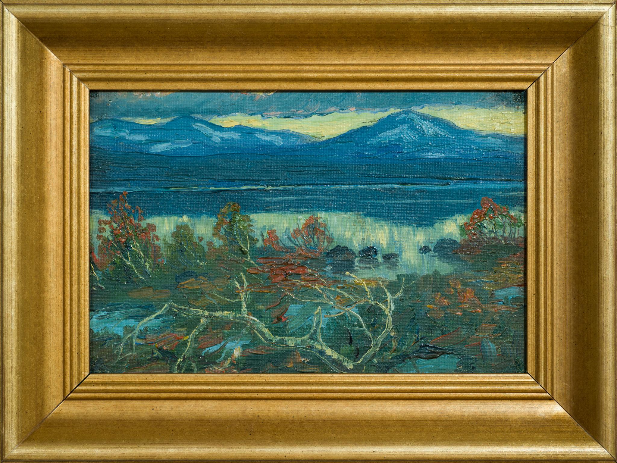 Landscape Painting Oscar Lycke - Paysage de montagne avec lac