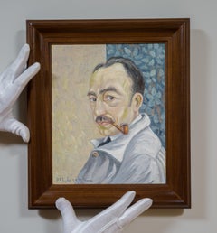 Rare Oscar Lycke Self Portrait 1922 Swedish Oil Painting