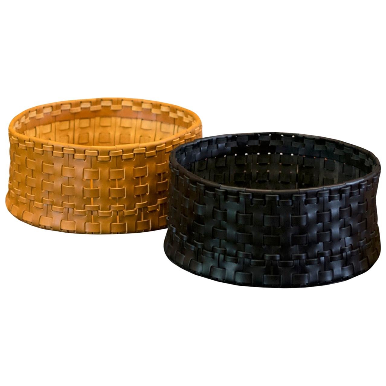 Oscar Maschera Woven Leather Basket