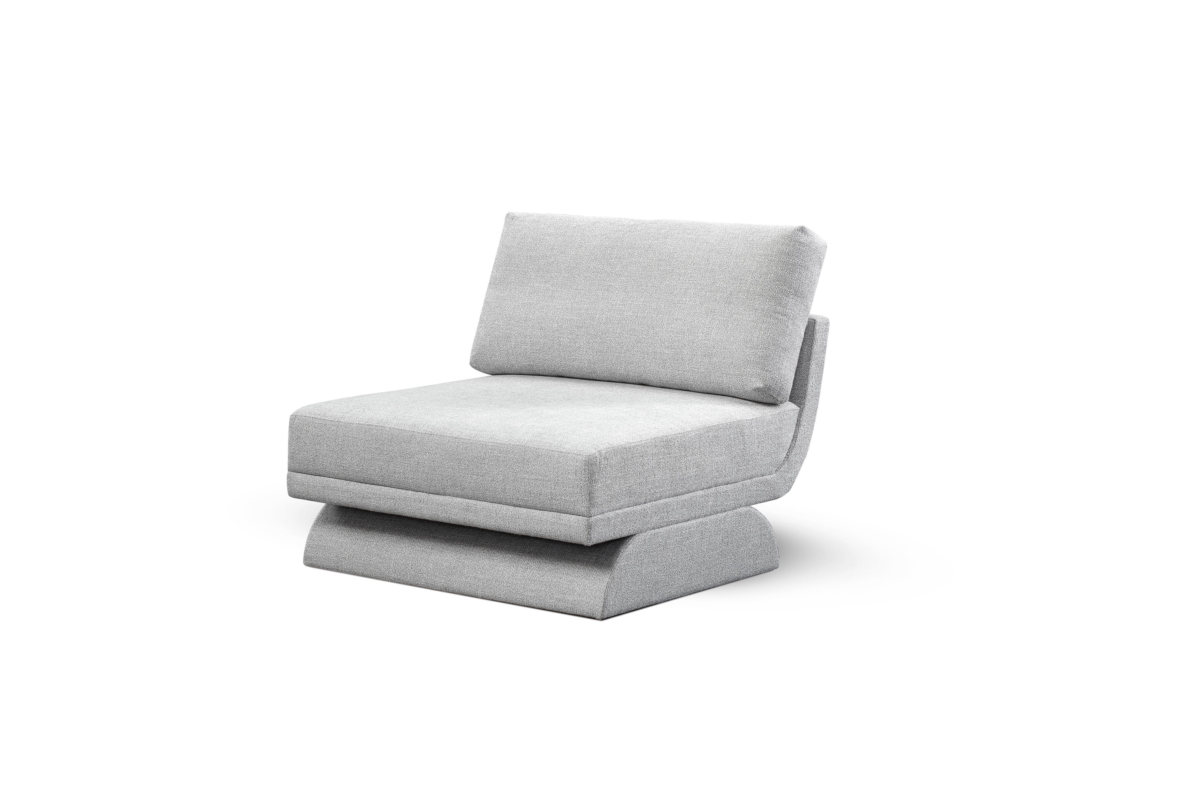 Oscar Middle Modular Sofa by DUISTT 
Dimensions: W 95 x D 105 x H 84 cm
Materials: Duistt Fabric

Inspired by the curved lines poetry of Oscar Niemeyer’s architecture, OSCAR modular sofa allures for its sensual and free-flowing curves. Like Niemeyer