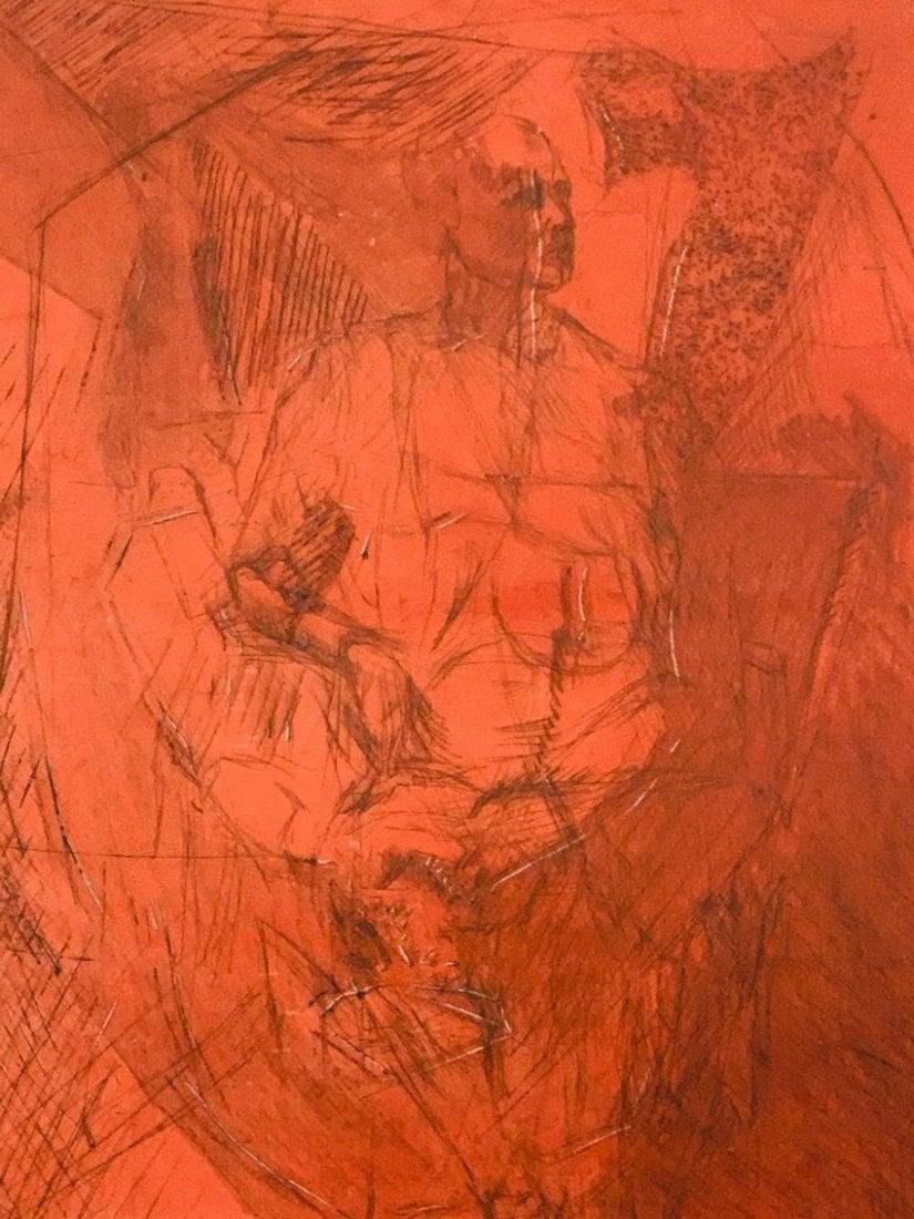 Late 20th Century Oscar Murillo Figural Drawing of 2 Males