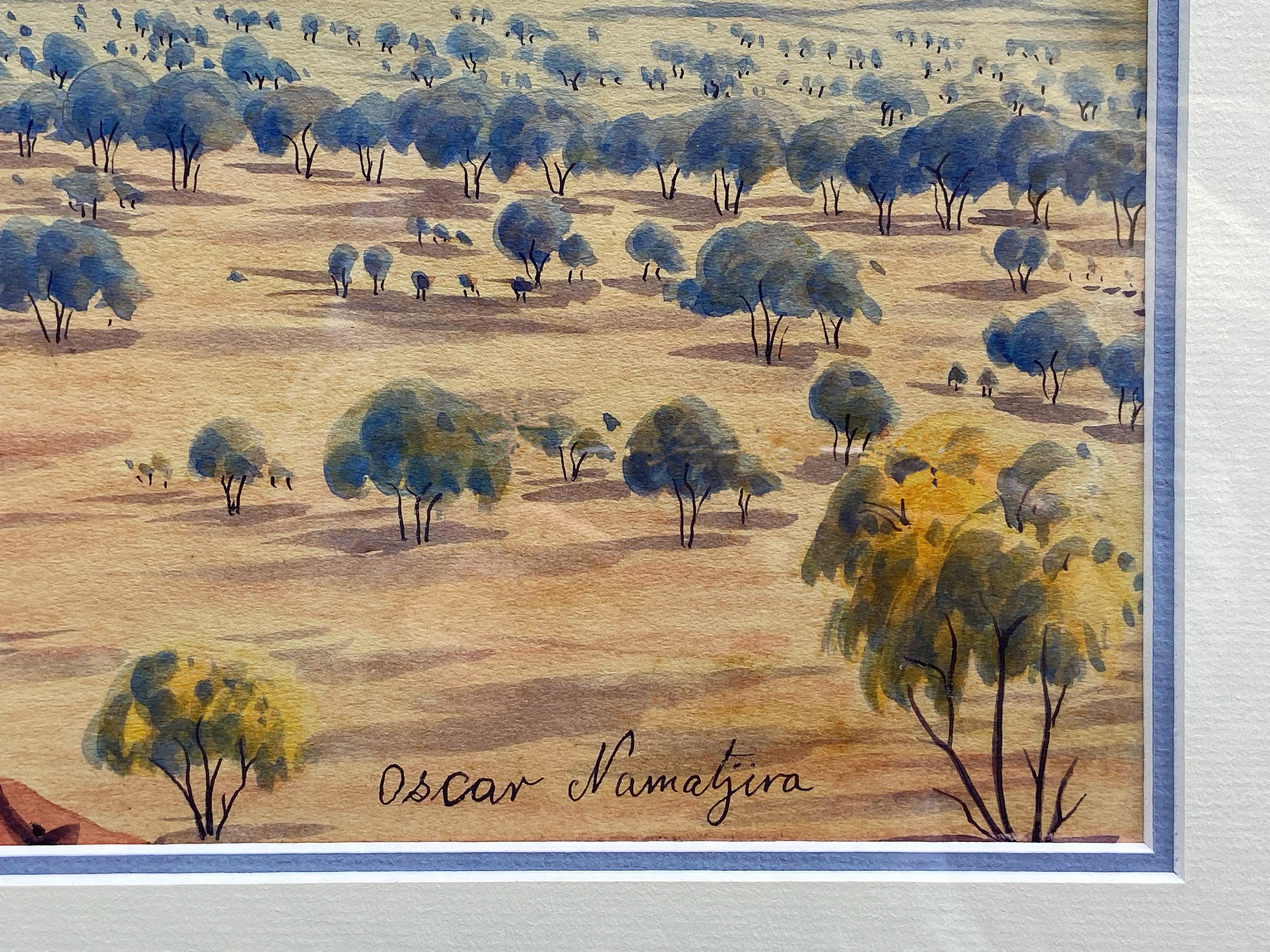Oscar Namatjira, peinture à l'aquarelle d'un paysage australien central, 1963 en vente 1