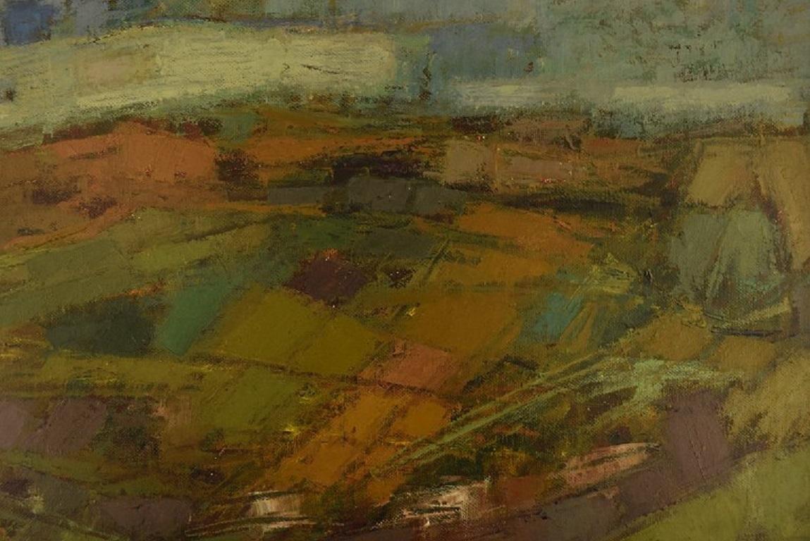 Modern Oscar Nicolaisen (1912-1988), listed Danish artist. Oil on canvas. Landscape.