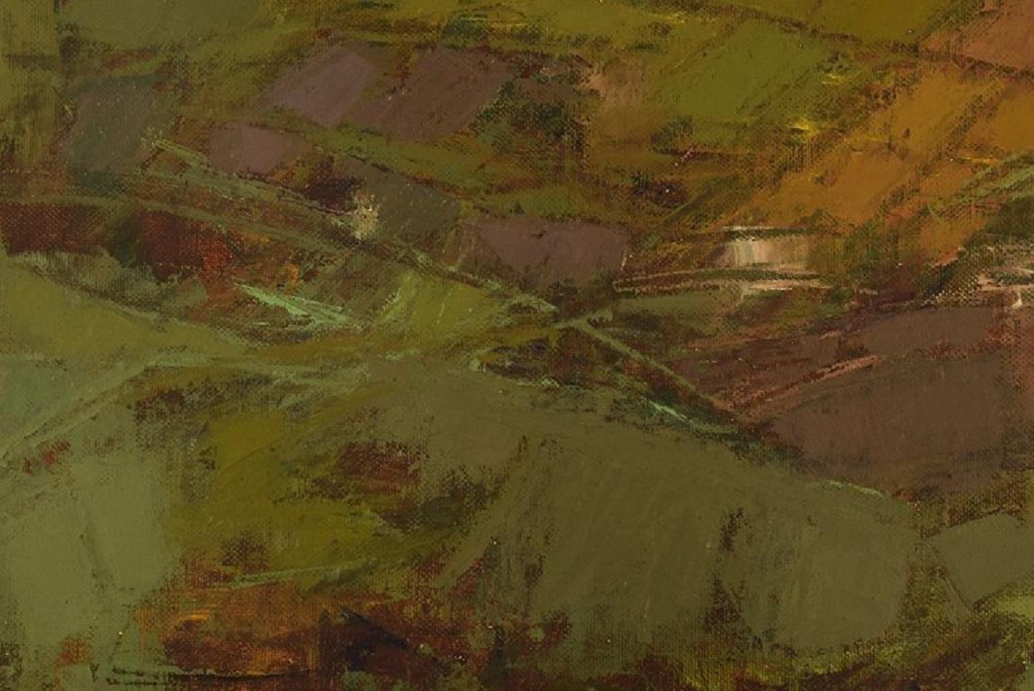 Oscar Nicolaisen (1912-1988), listed Danish artist. Oil on canvas. Landscape. In Excellent Condition In Copenhagen, DK