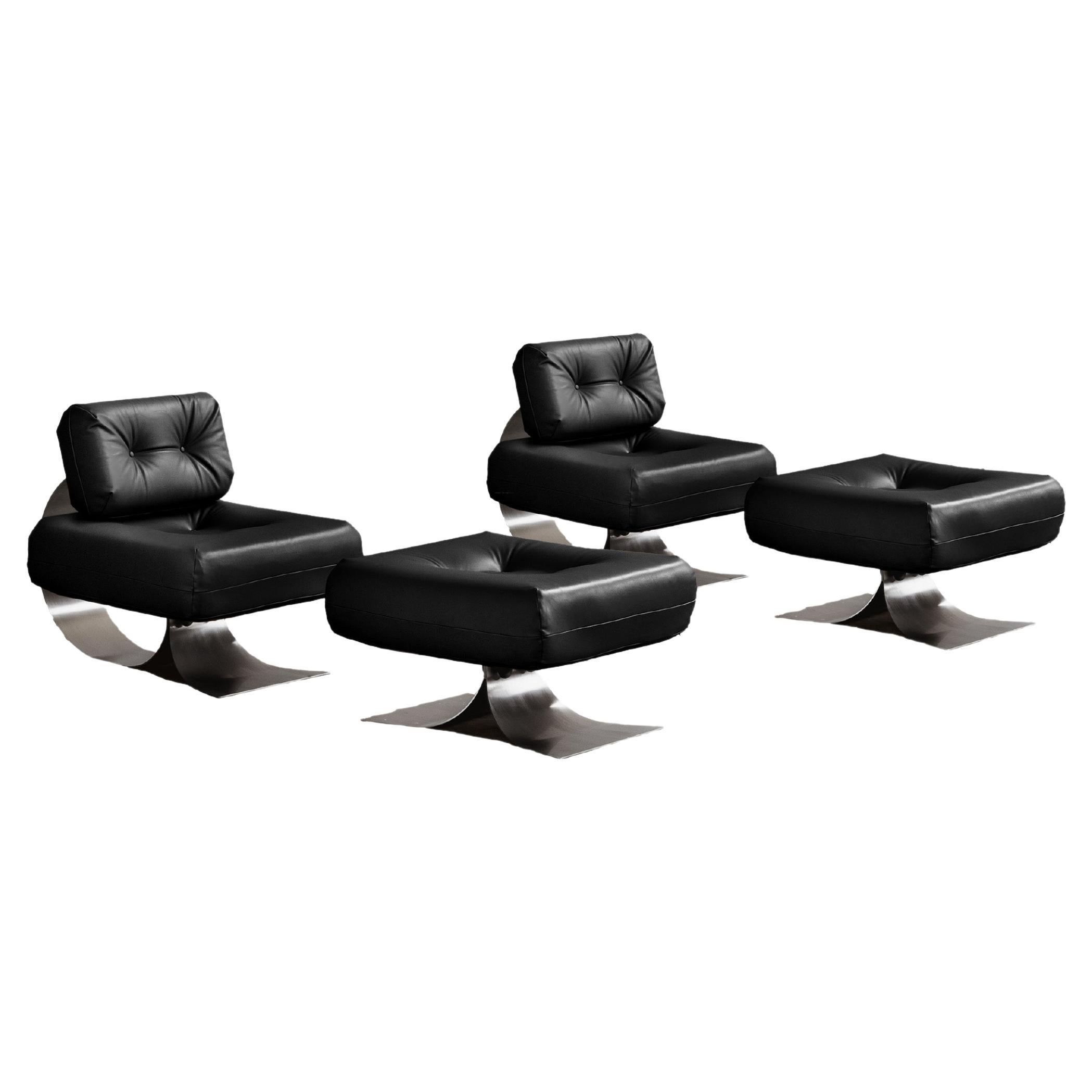 Oscar Niemeyer “Alta” Lounge Set for Mobilier International, 1971, Set of 2