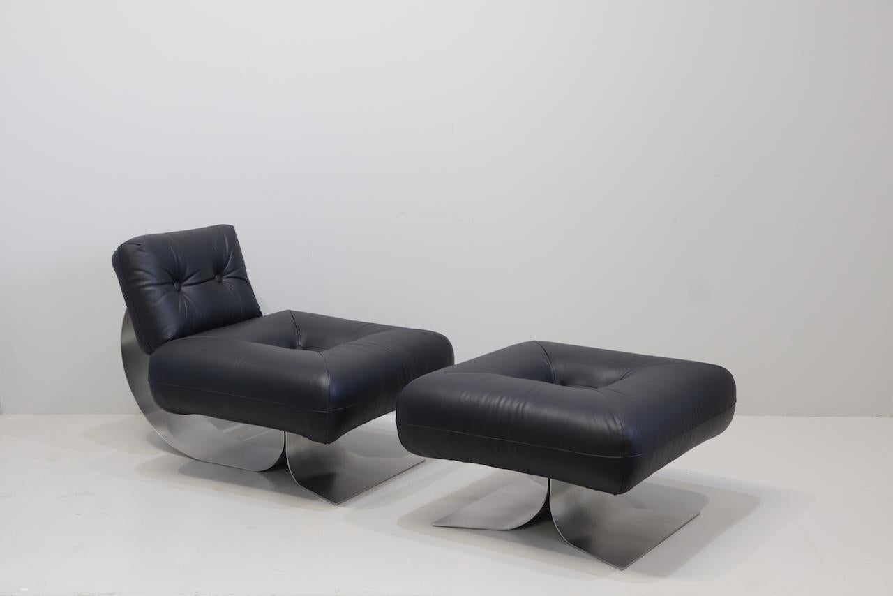 French Oscar Niemeyer Armchair and Ottoman Model 
