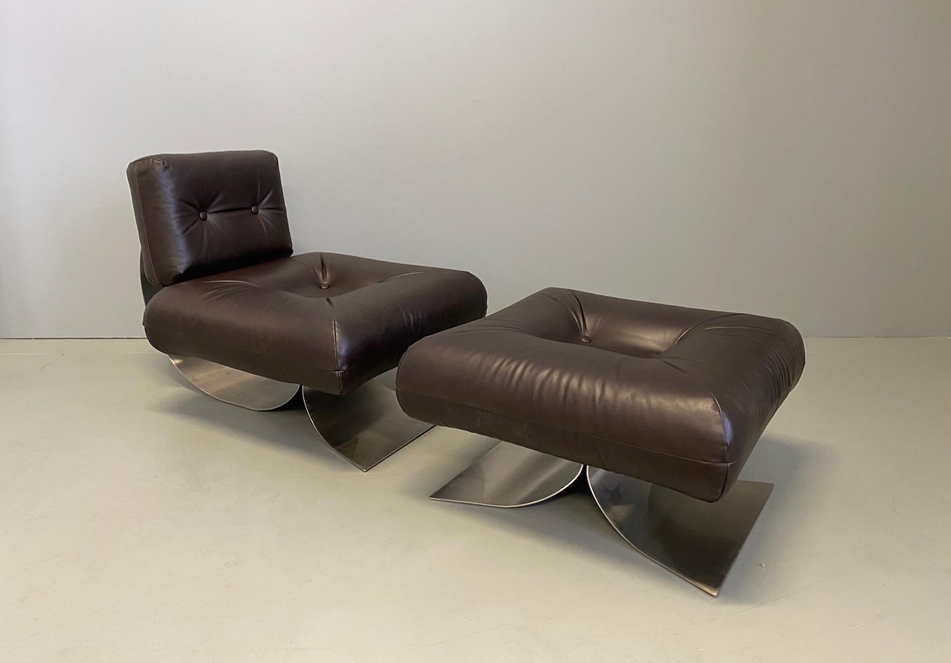 Oscar Niemeyer armchair and ottoman model 