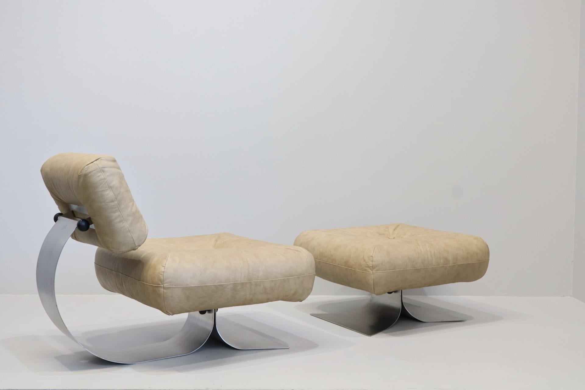 Oscar Niemeyer Armchair and Ottoman Model 