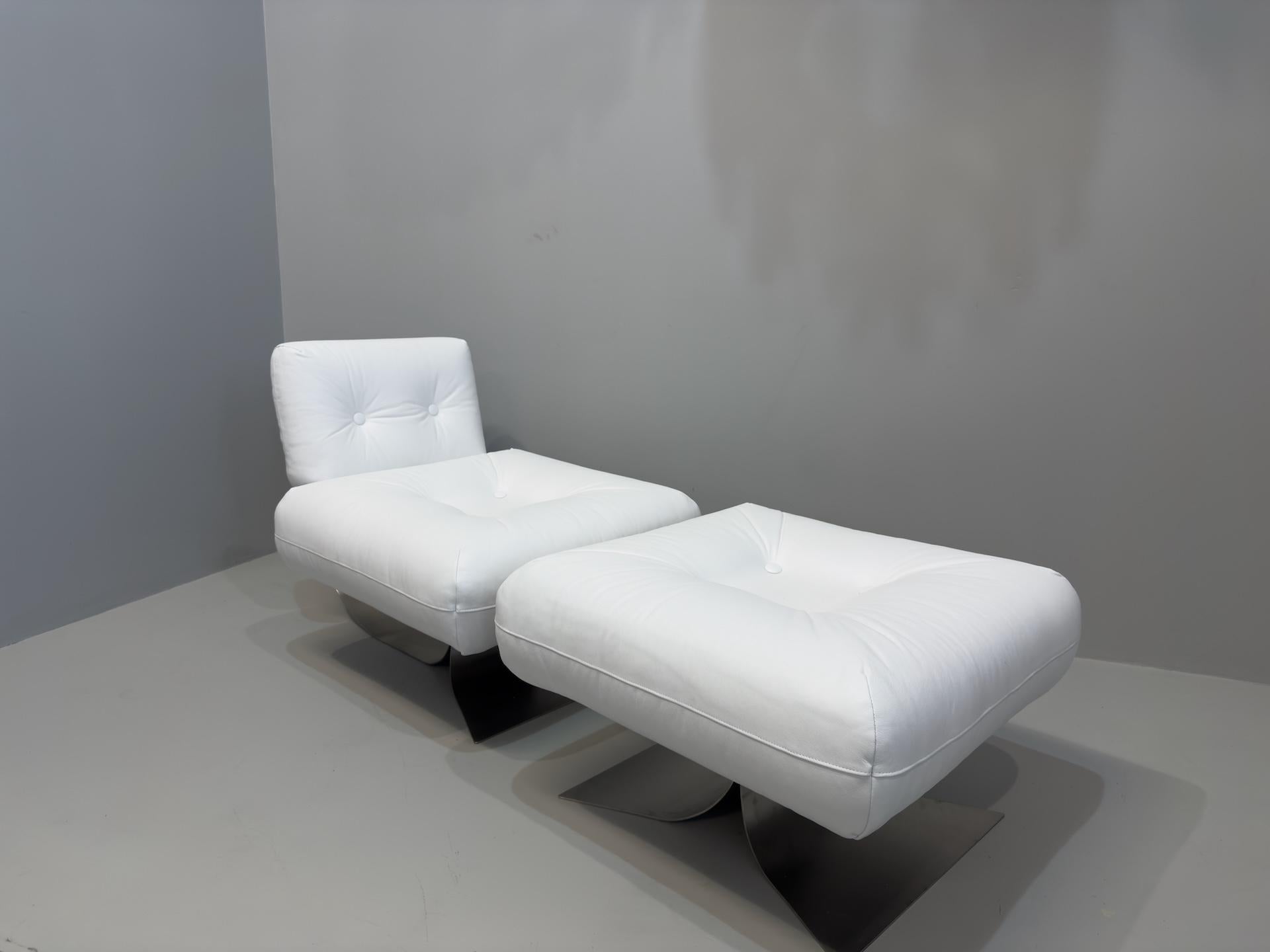 Mid-Century Modern Oscar Niemeyer Armchair and Ottoman Model 