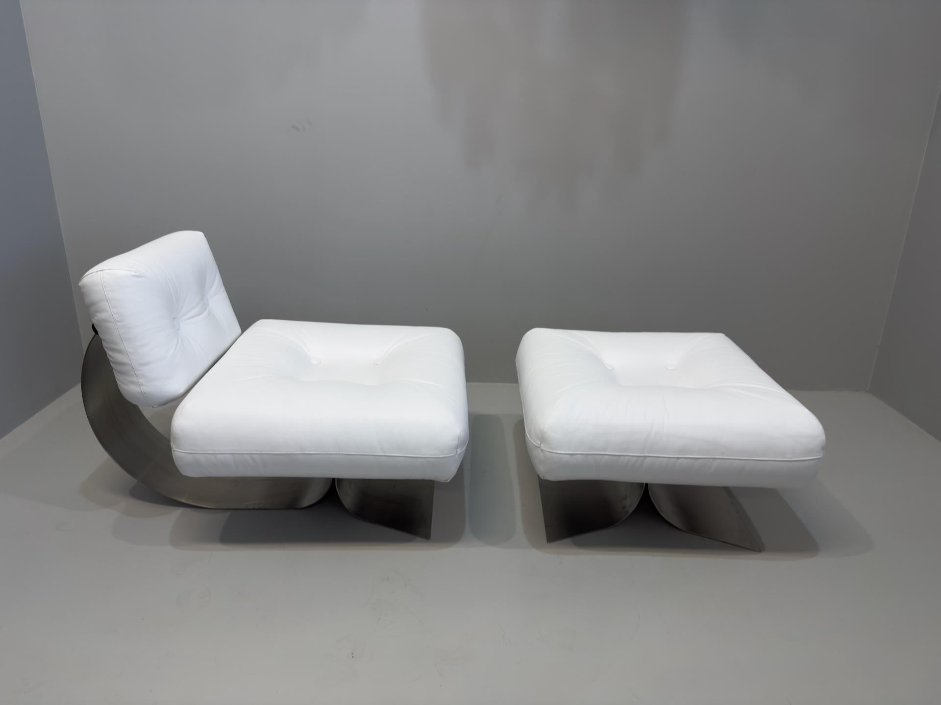French Oscar Niemeyer Armchair and Ottoman Model 
