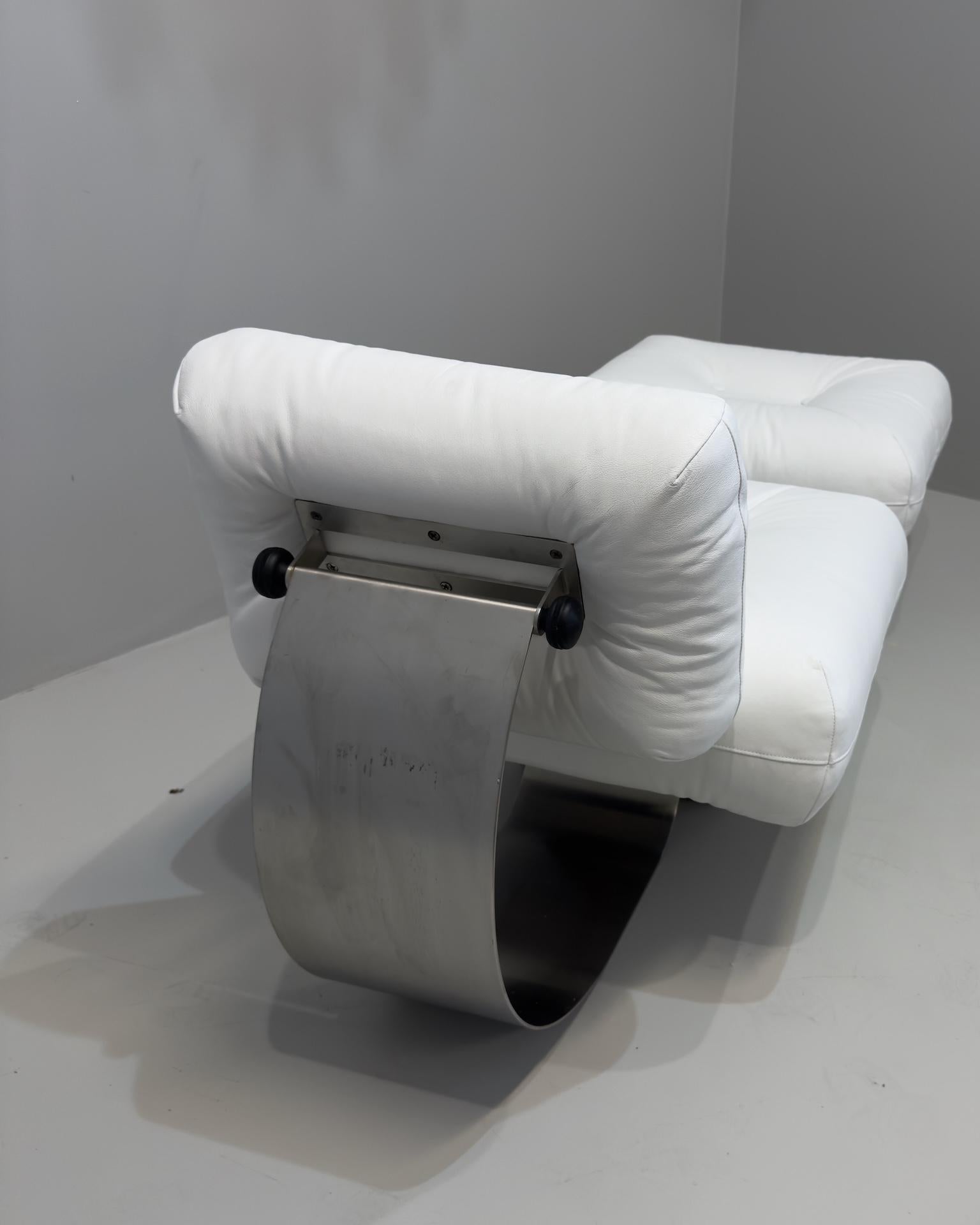 Stainless Steel Oscar Niemeyer Armchair and Ottoman Model 