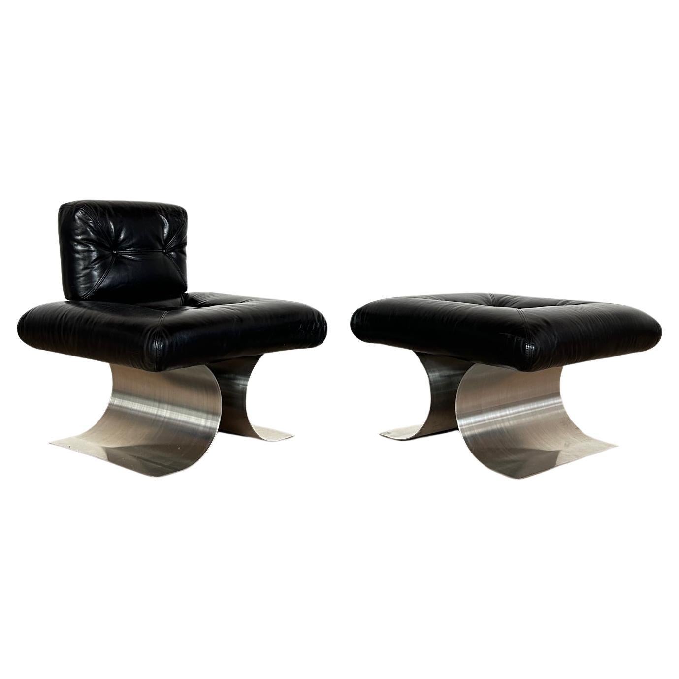 Oscar Niemeyer attribué à ARAN LINE fauteuil et ottomane 