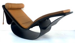 Oscar Niemeyer Ebonized Ash, Leather "Rio" Chaise Longue Manufactured by Fasem