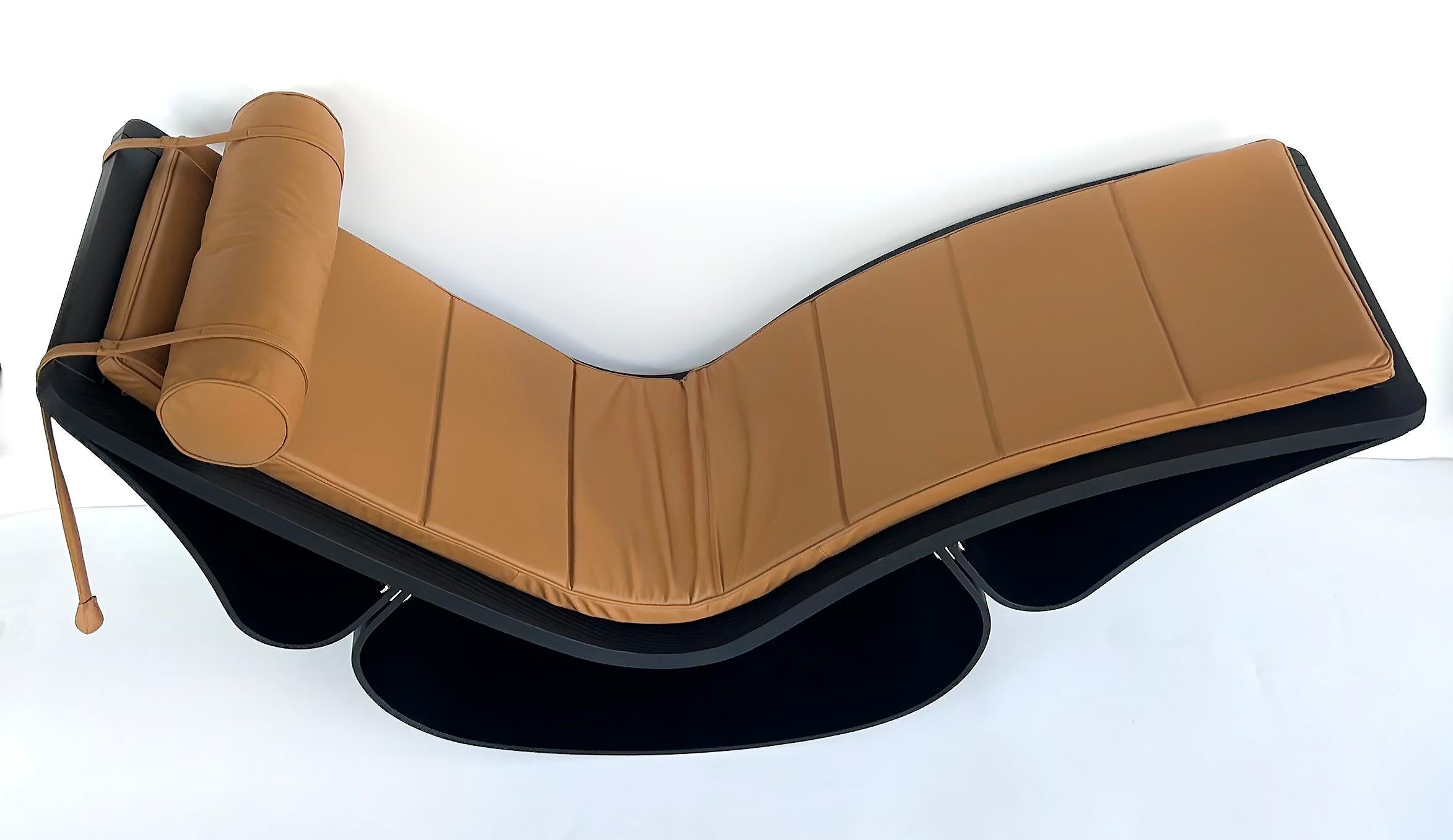 Italian Oscar Niemeyer Ebonized Ash, Leather 