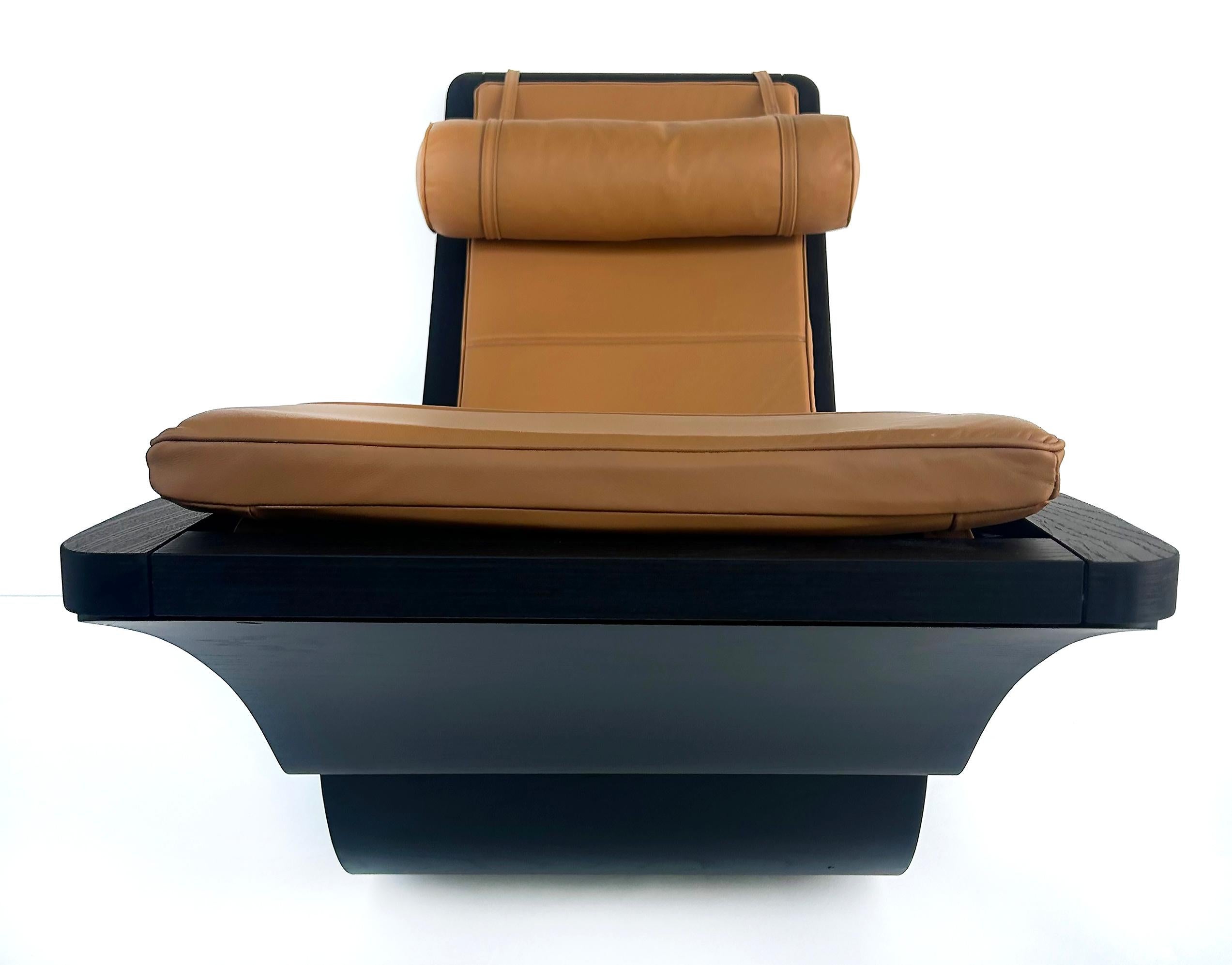 Contemporary Oscar Niemeyer Ebonized Ash, Leather 