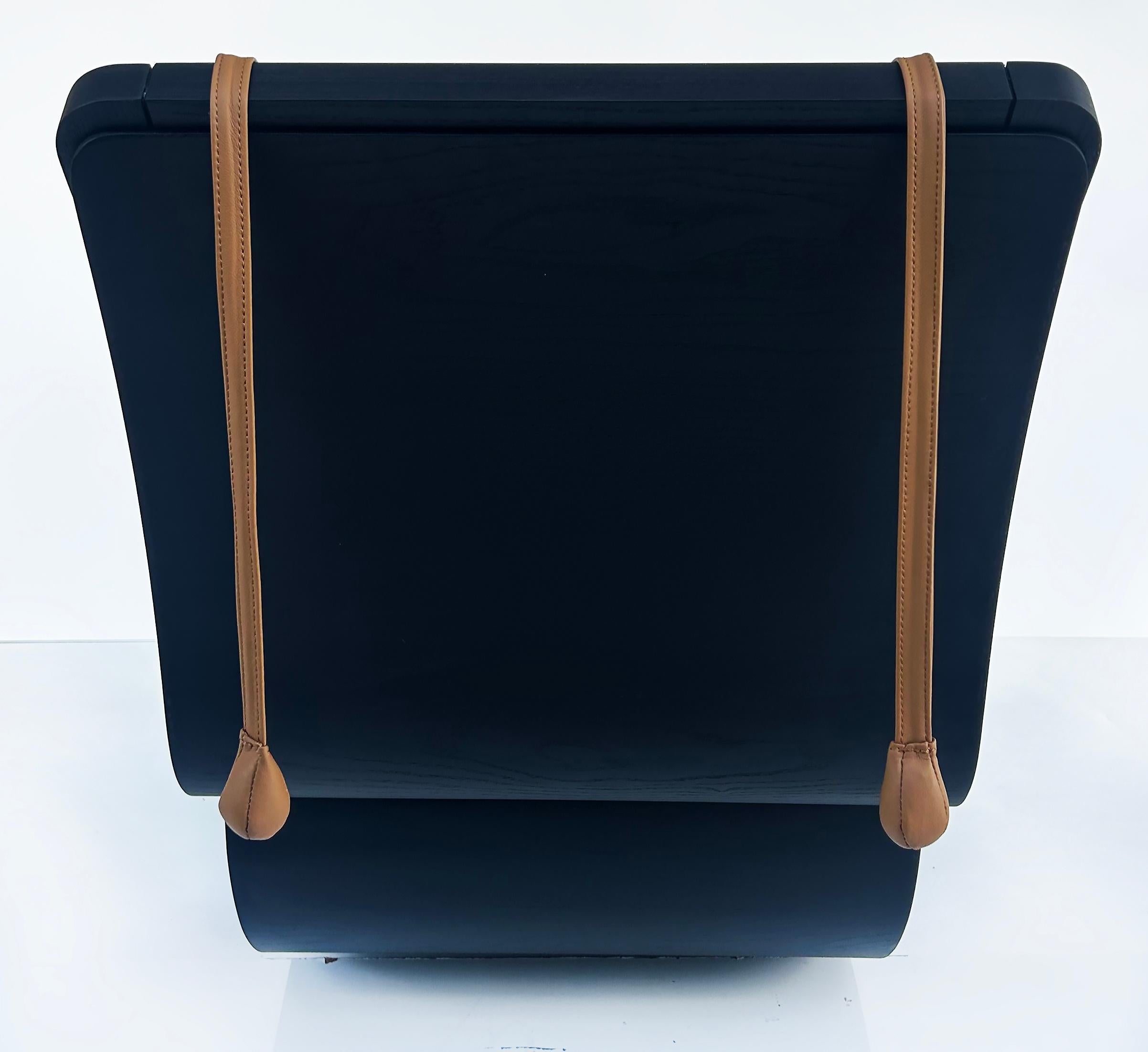 Brass Oscar Niemeyer Ebonized Ash, Leather 